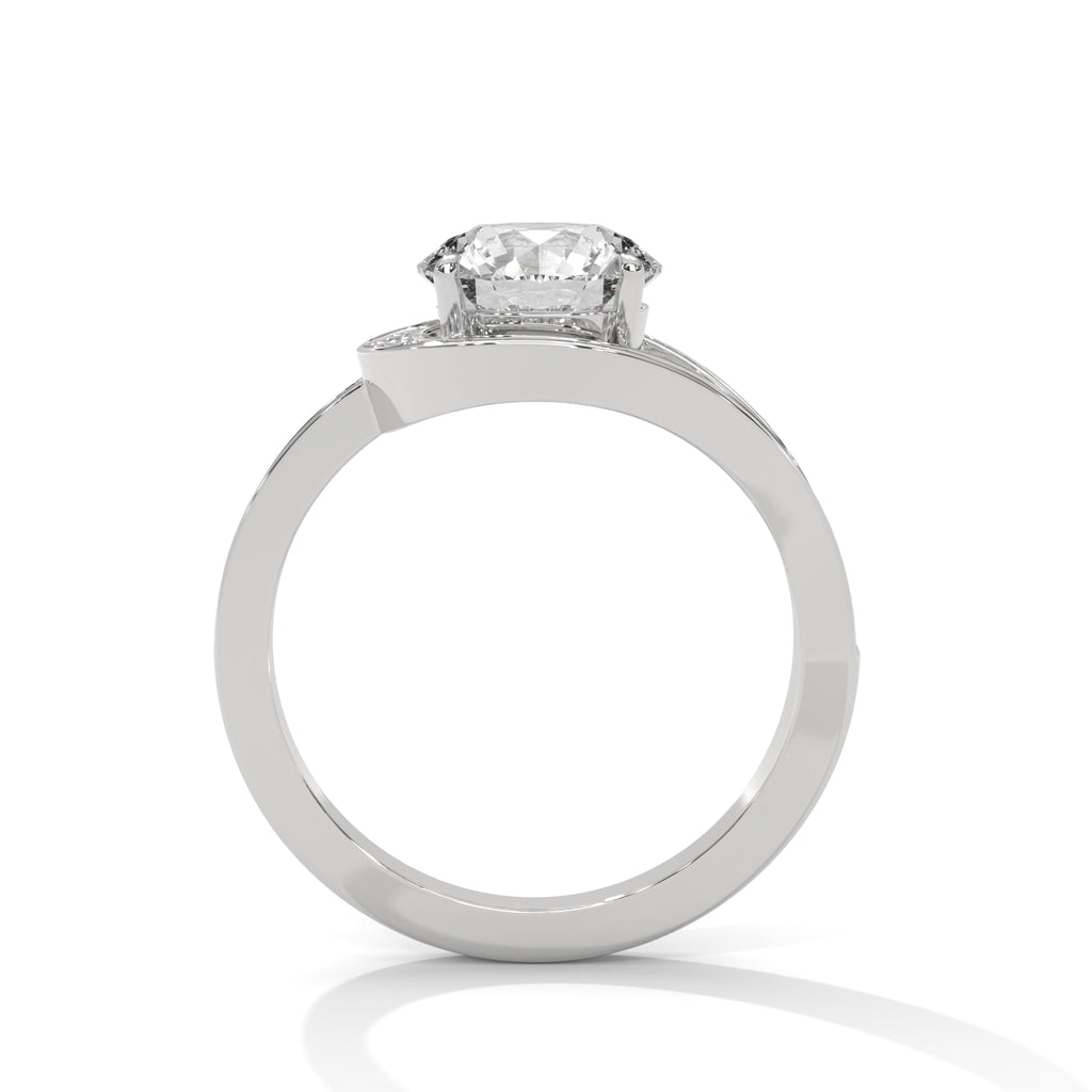 Round Halo Moissanite Engagement Ring | 18K Plating & Pavé Split Shank