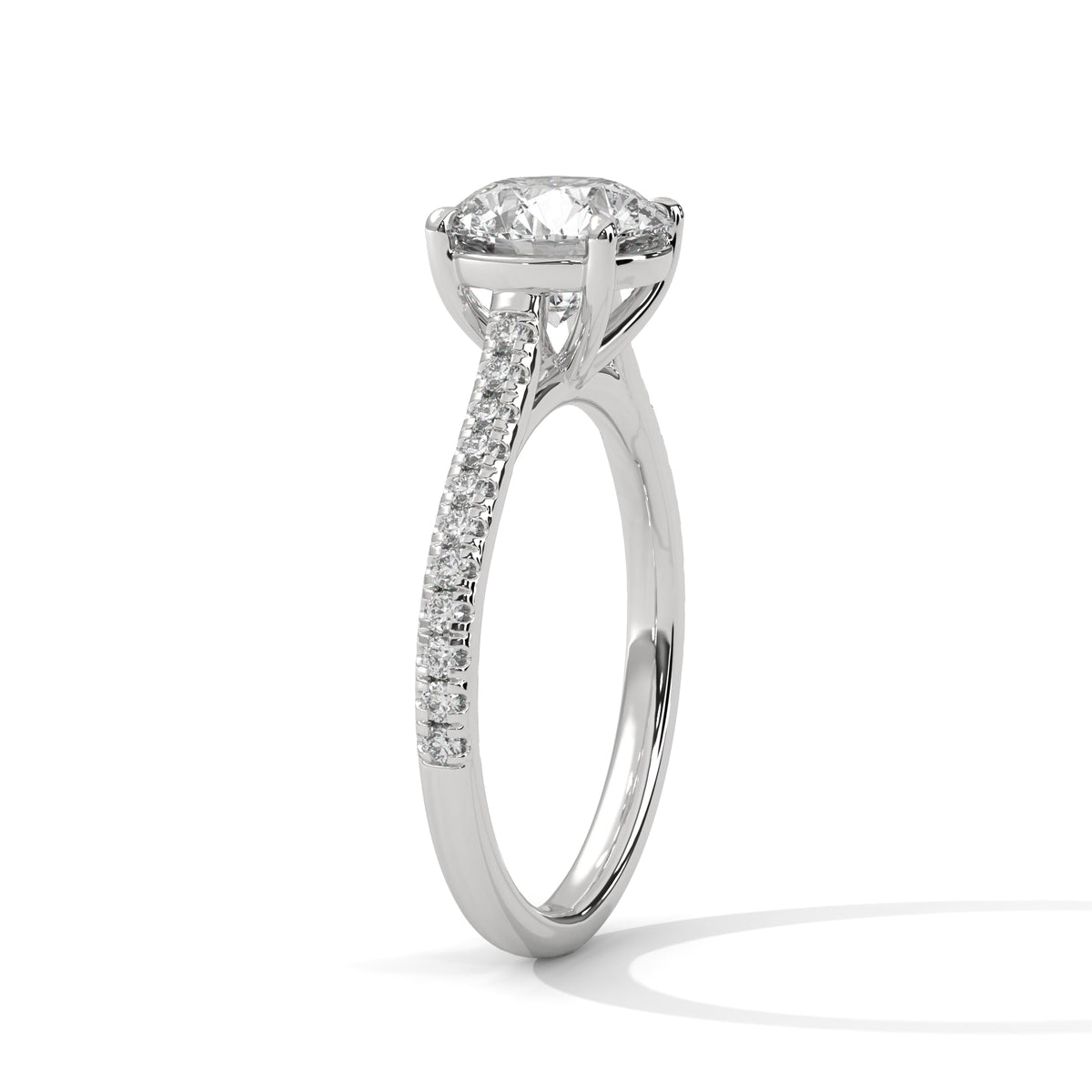 Aurielle Round Moissanite Cathedral Engagement Ring