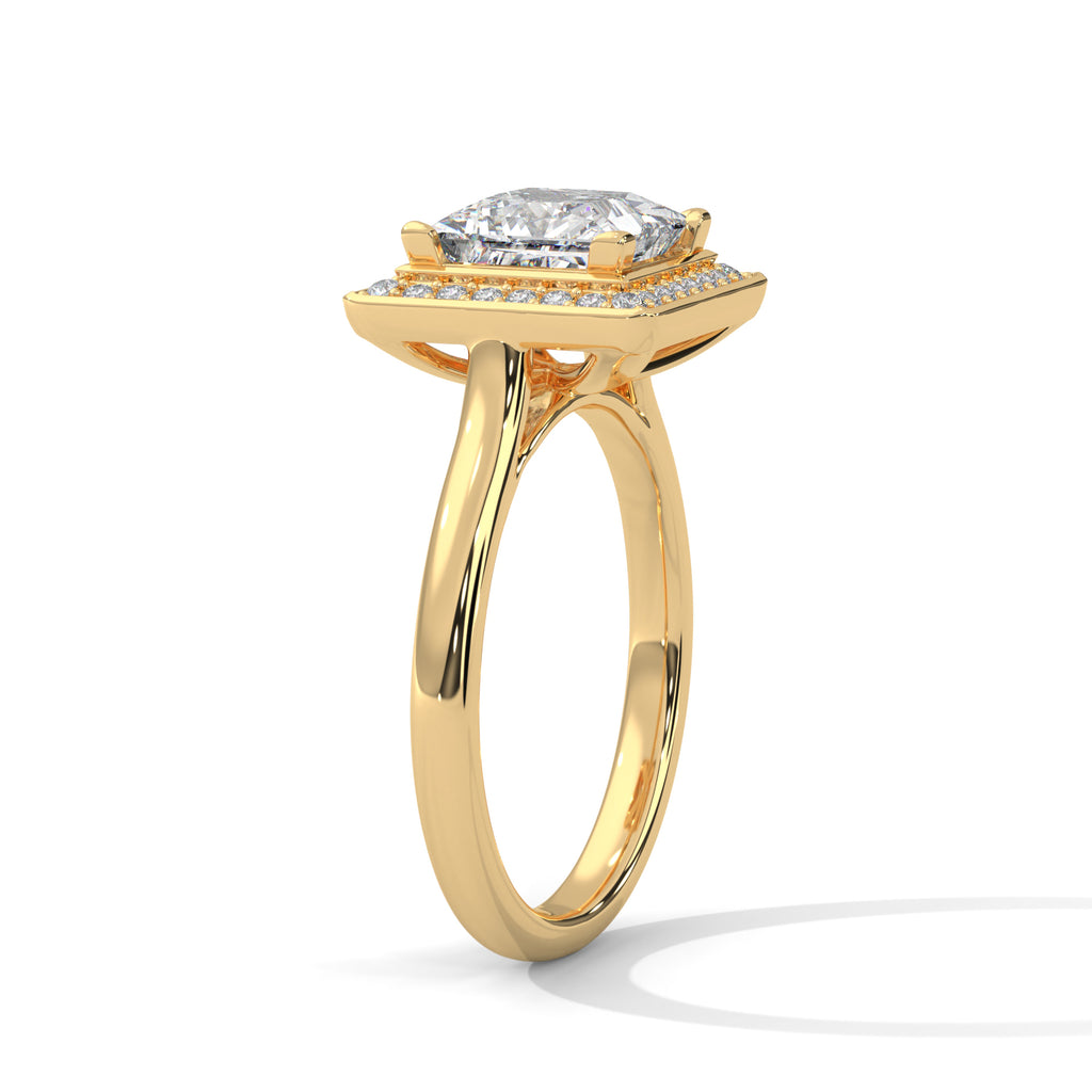 Princess Cut Halo Moissanite luxurious trendy fashionable Engagement Ring Customisation