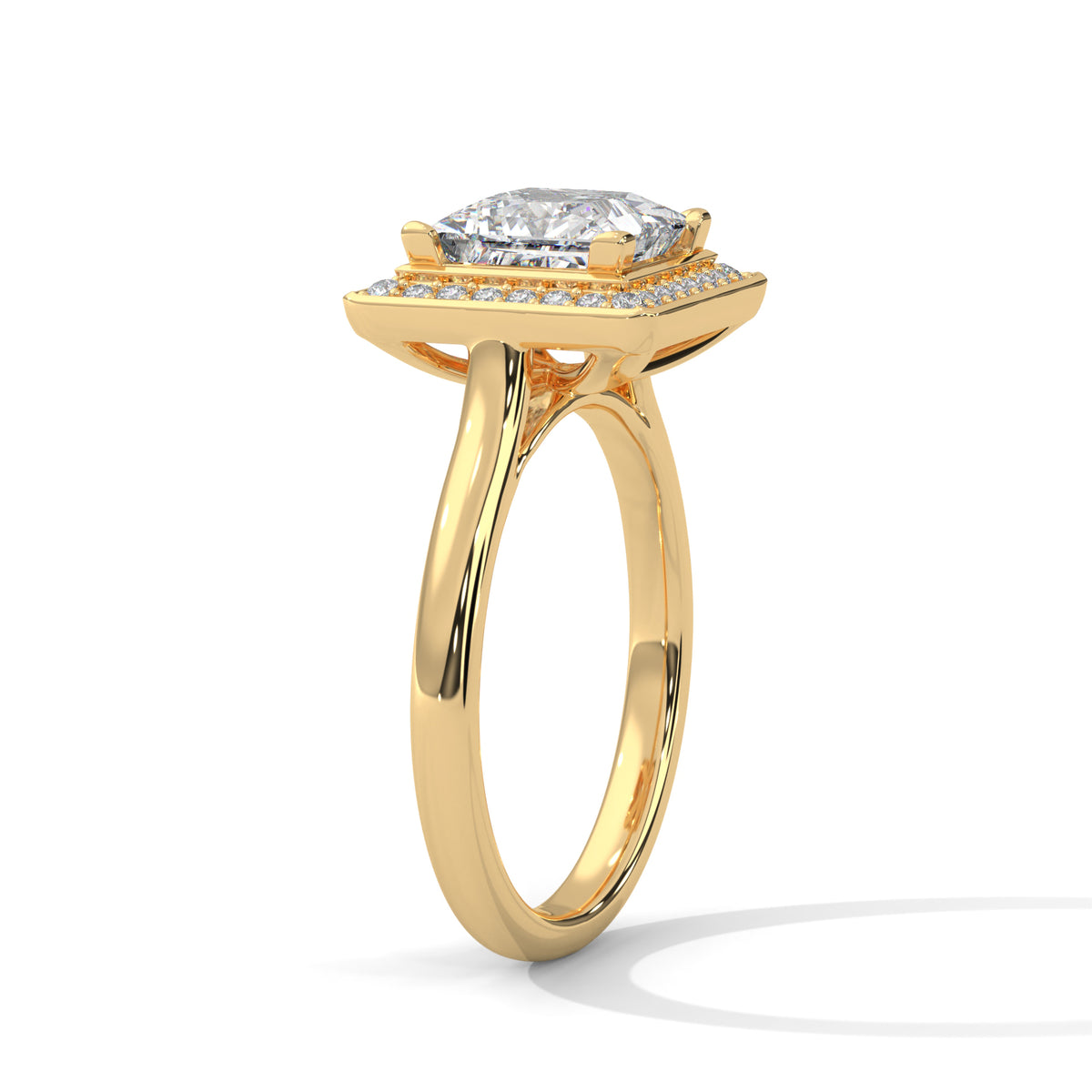 Princess Cut Halo Moissanite luxurious trendy fashionable Engagement Ring Customisation
