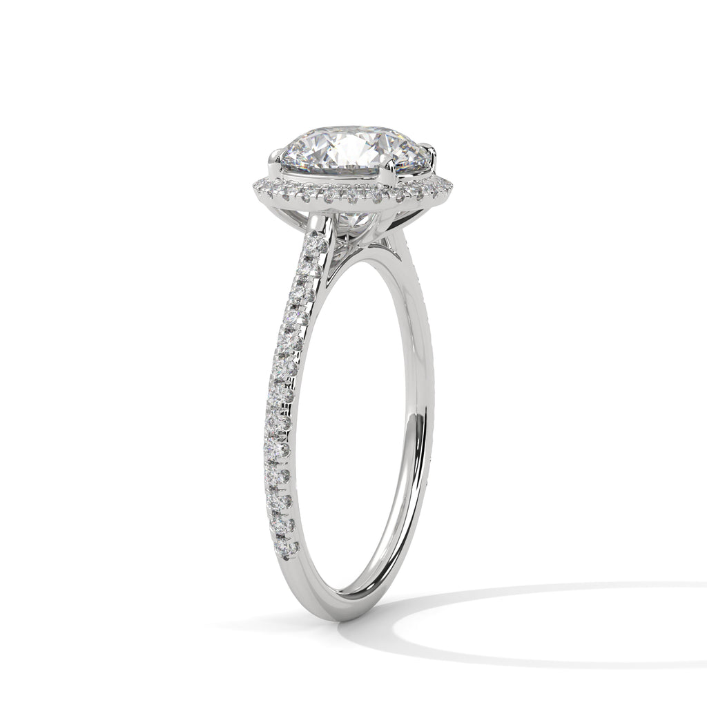 Celestia Halo Pavé Moissanite Engagement Ring