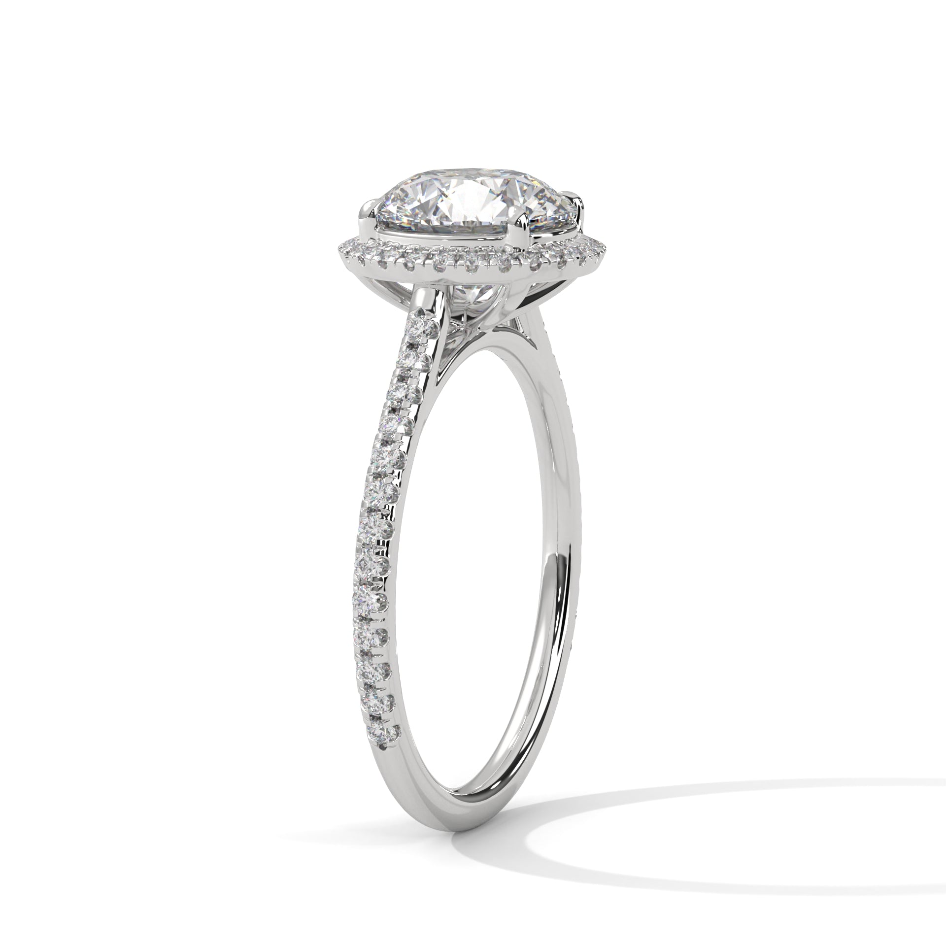 Celestia Halo Pavé Moissanite Engagement Ring