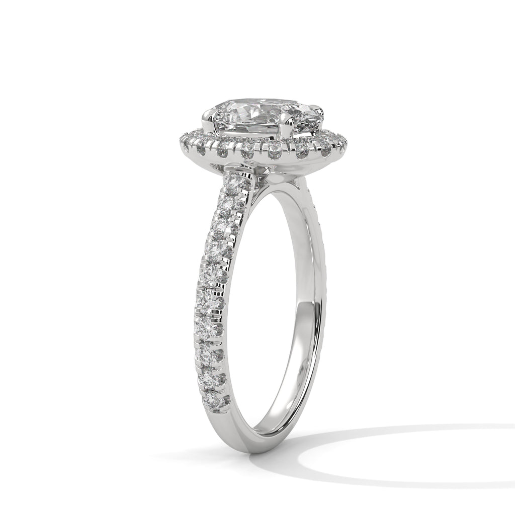 OVAL HALO SOLITIER PAVE SETTING MOISSANITE  DIAMOND RING