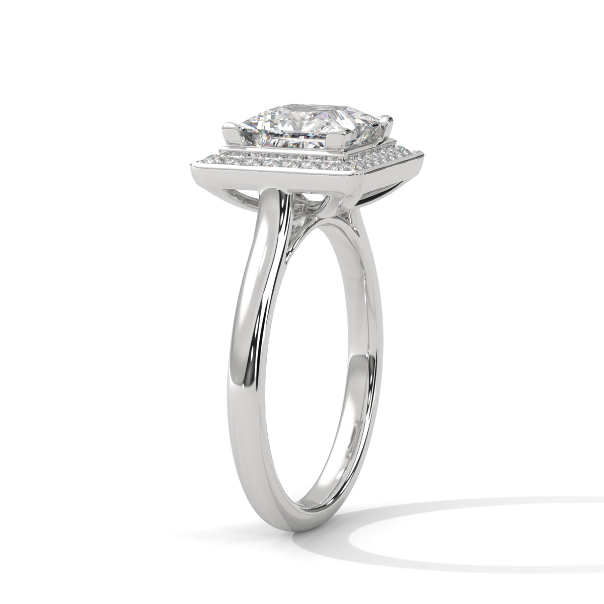 Princess Cut Halo Moissanite luxurious trendy fashionable Engagement Ring Customisation