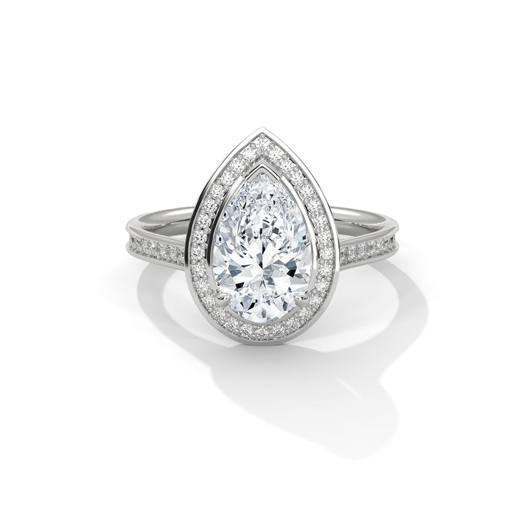 Seraphina Pear Halo Moissanite Engagement Ring