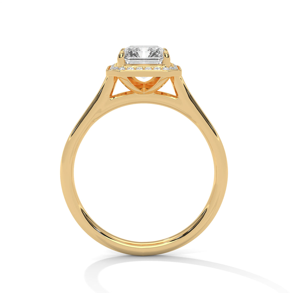 Valencia Emerald Cut Halo Moissanite Engagement Ring