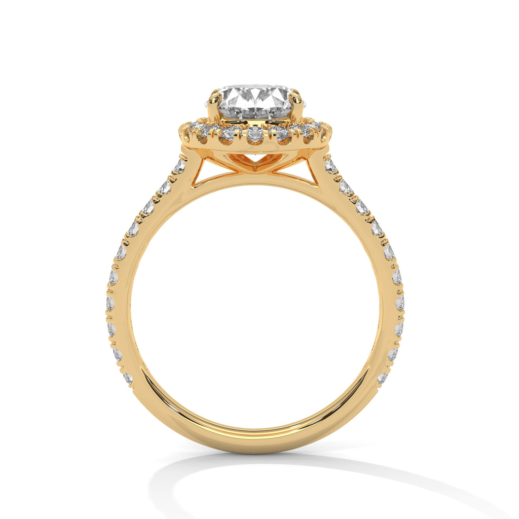 OVAL HALO SOLITIER PAVE SETTING MOISSANITE  DIAMOND RING