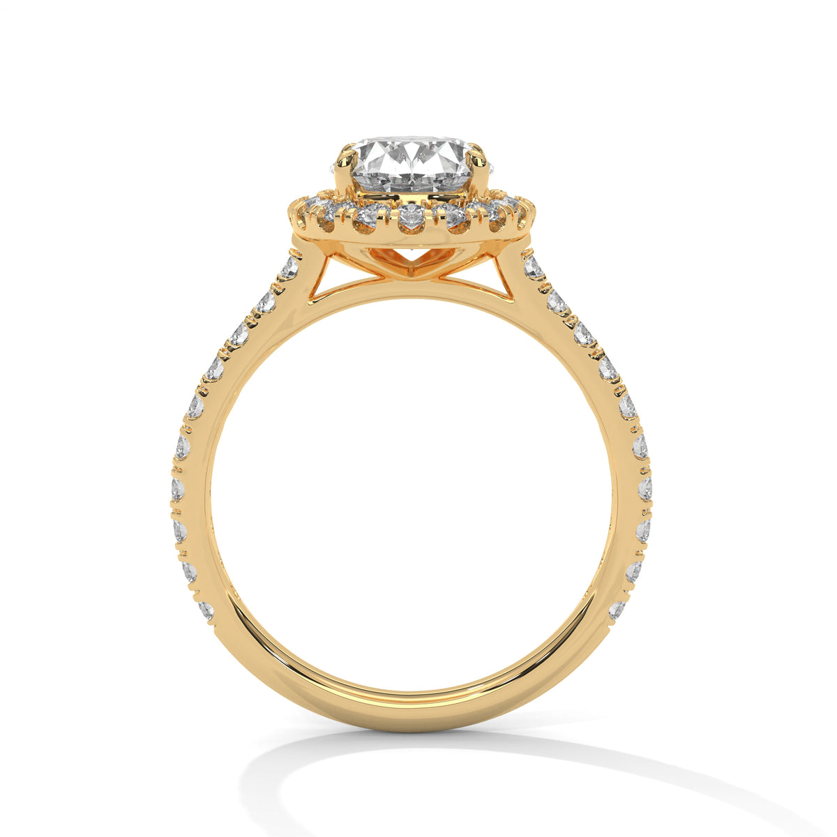 OVAL HALO SOLITIER PAVE SETTING MOISSANITE  DIAMOND RING