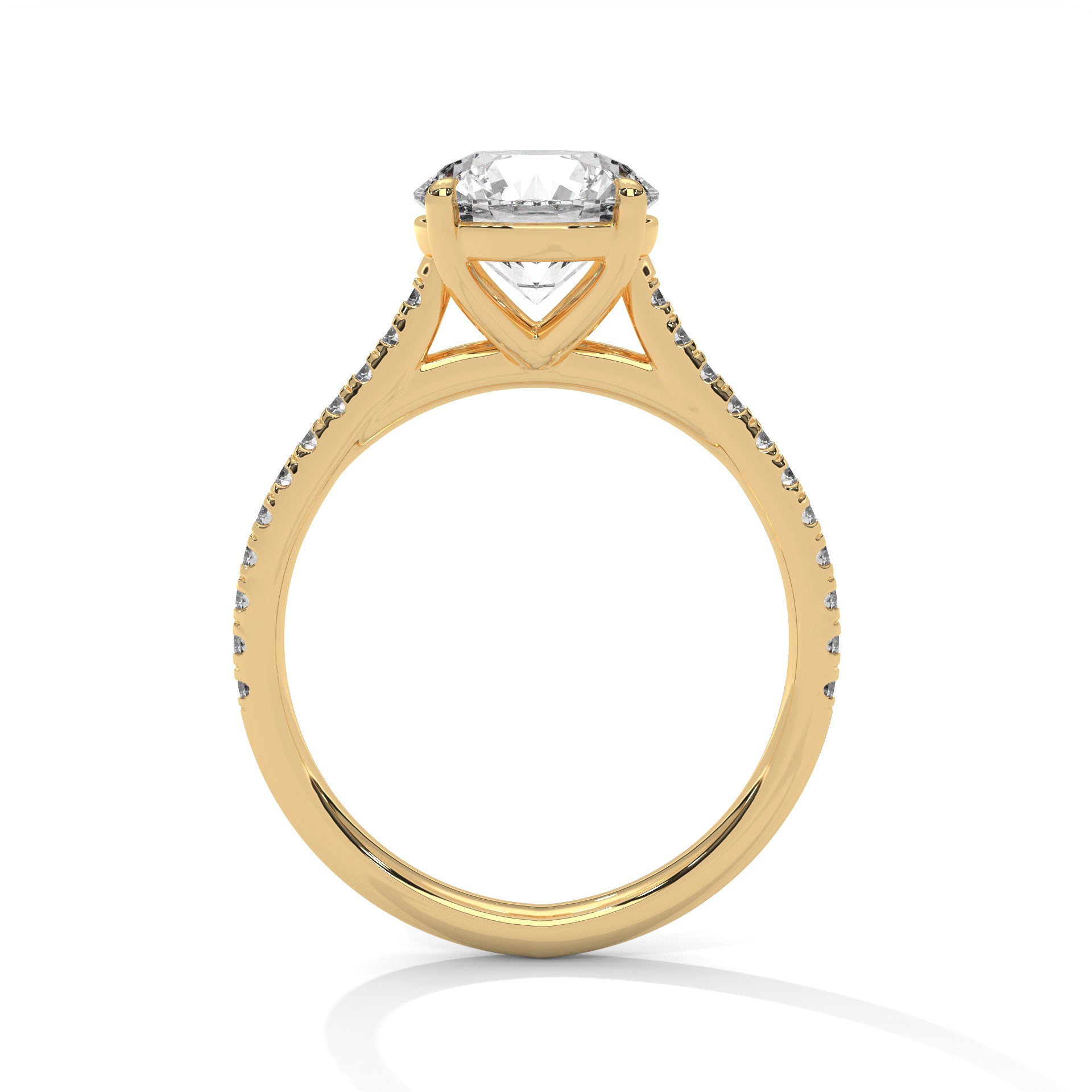 Aurielle Round Moissanite Cathedral Engagement Ring