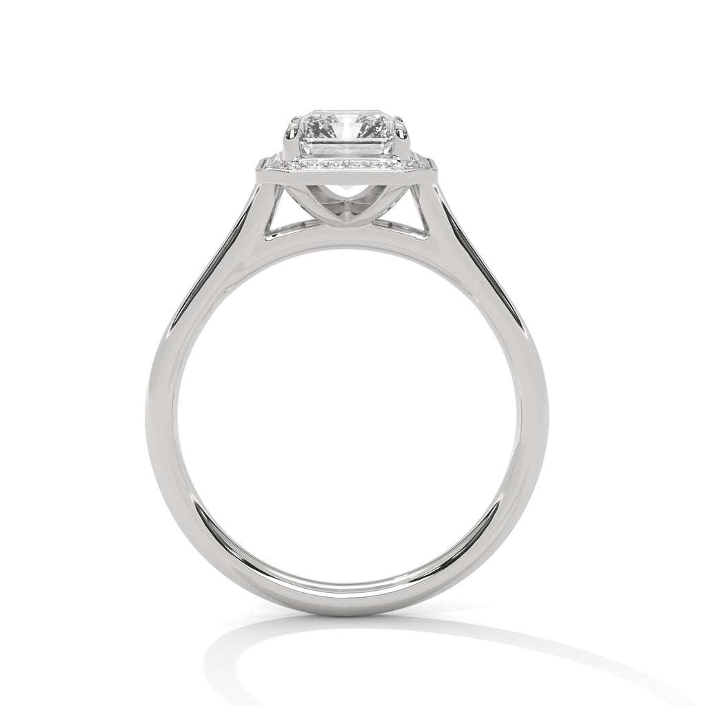 Valencia Emerald Cut Halo Moissanite Engagement Ring