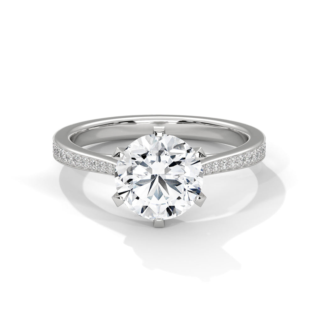 Aurora Six-Prong Pavé Solitaire Engagement Ring