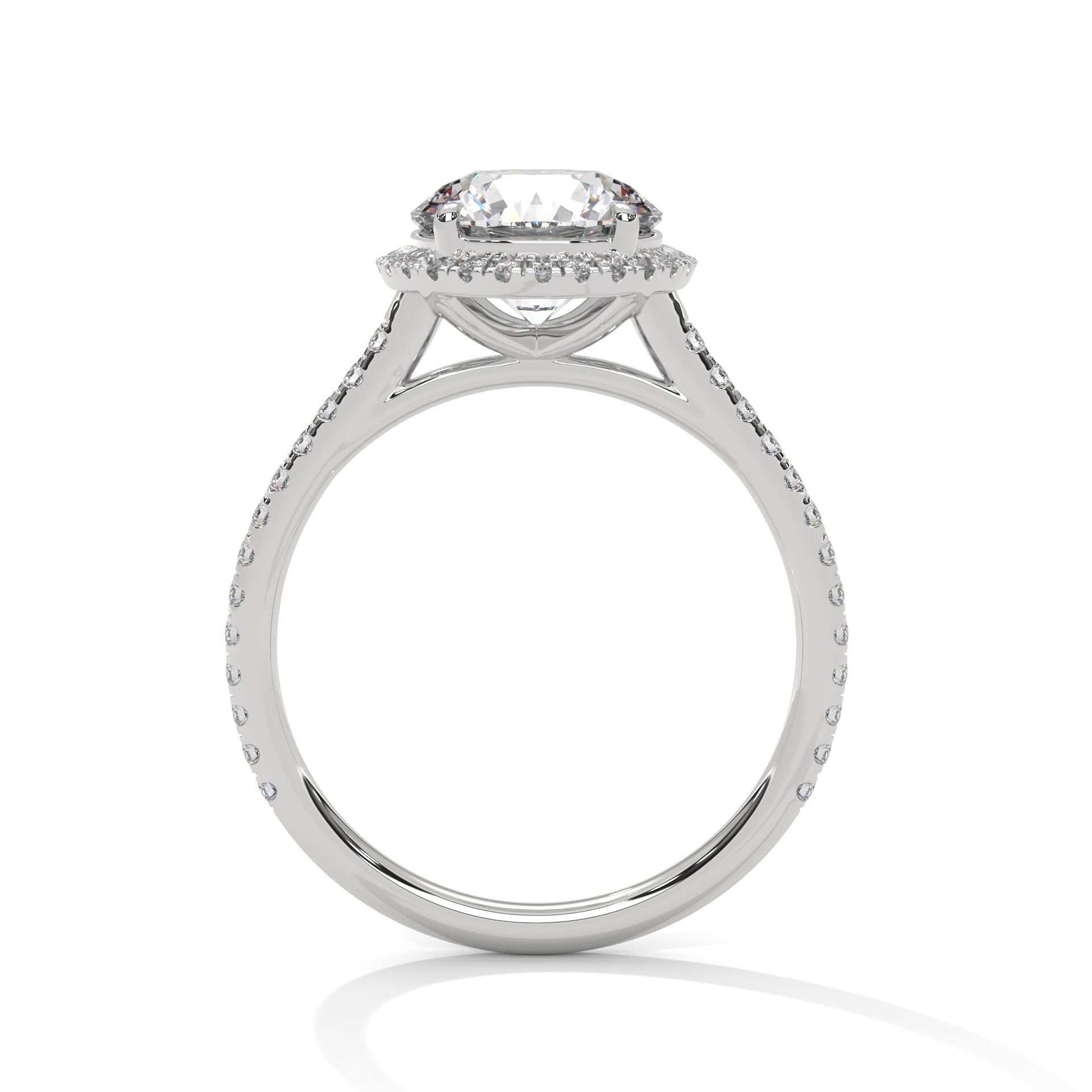 Celestia Halo Pavé Moissanite Engagement Ring