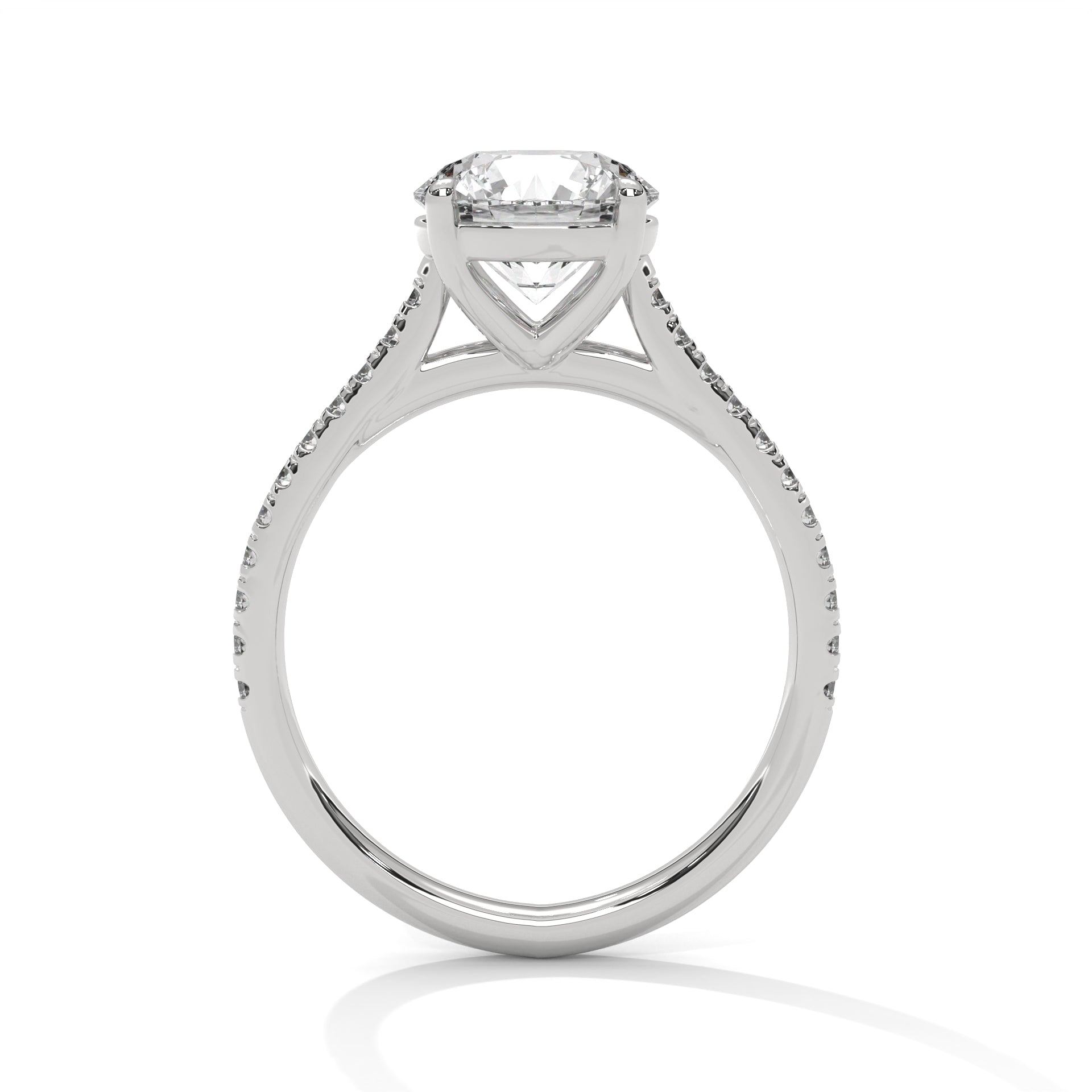 Aurielle Round Moissanite Cathedral Engagement Ring