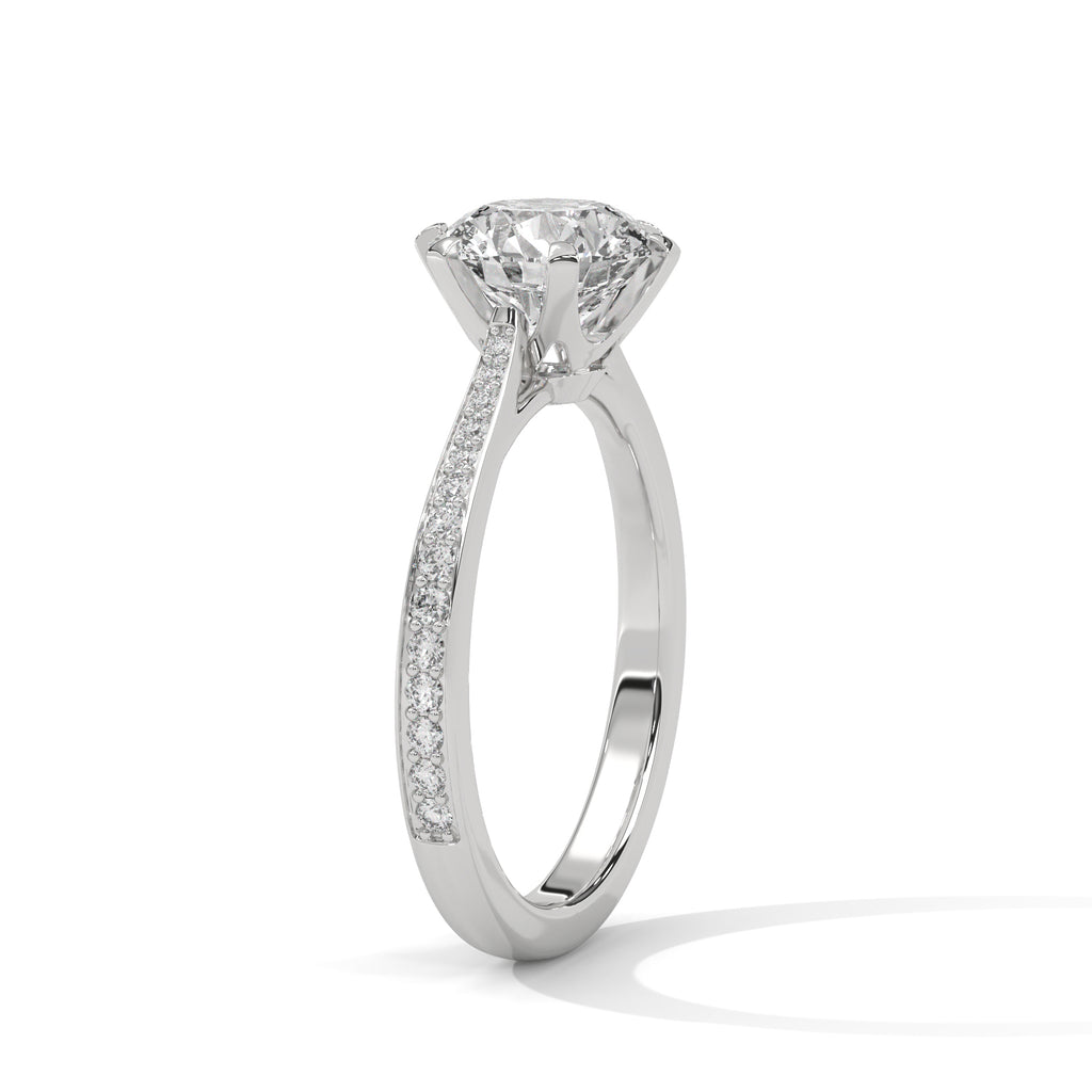 Aurora Six-Prong Pavé Solitaire Engagement Ring