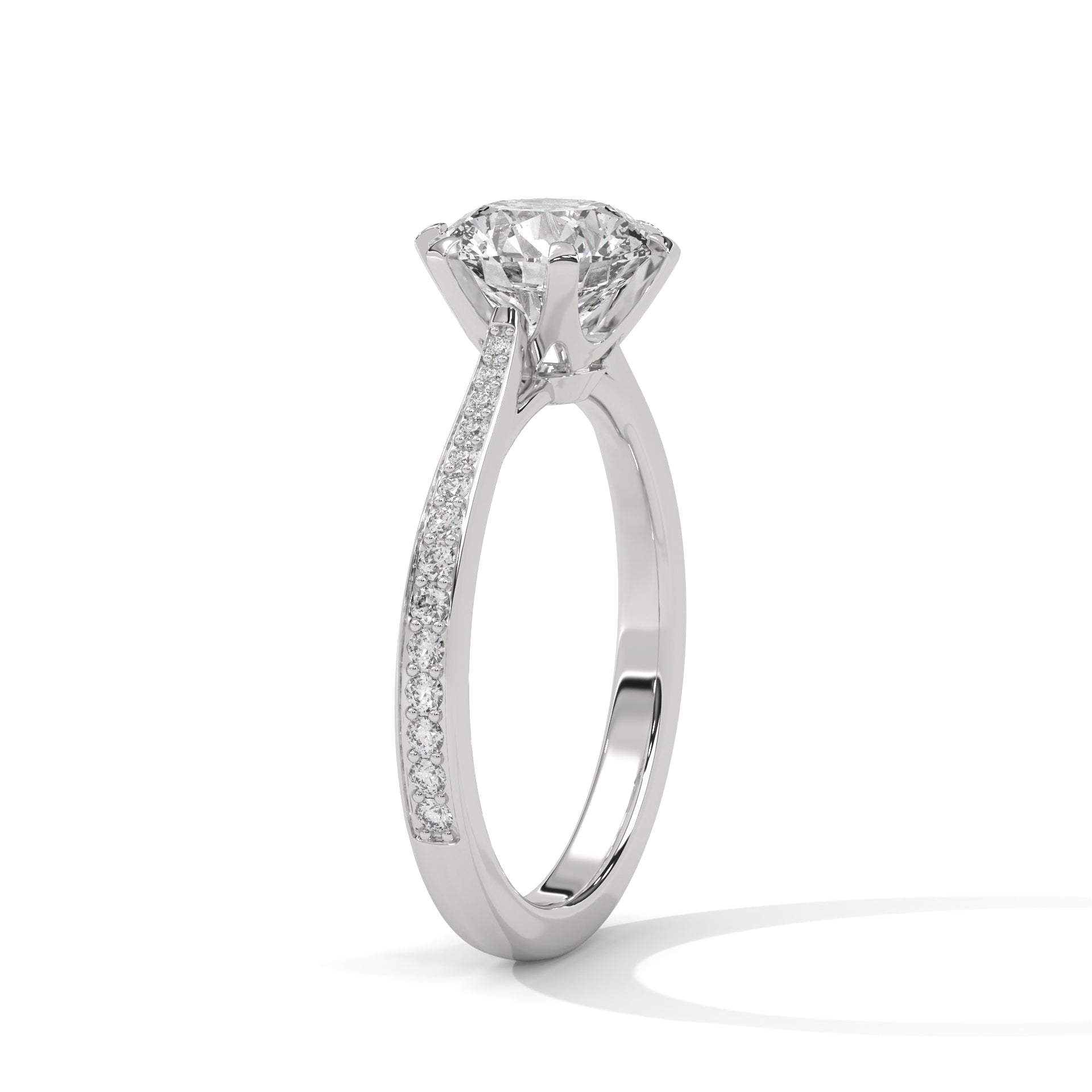 Aurora Six-Prong Pavé Solitaire Engagement Ring