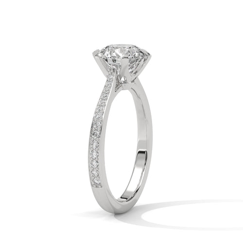 Aurora Six-Prong Pavé Solitaire Engagement Ring