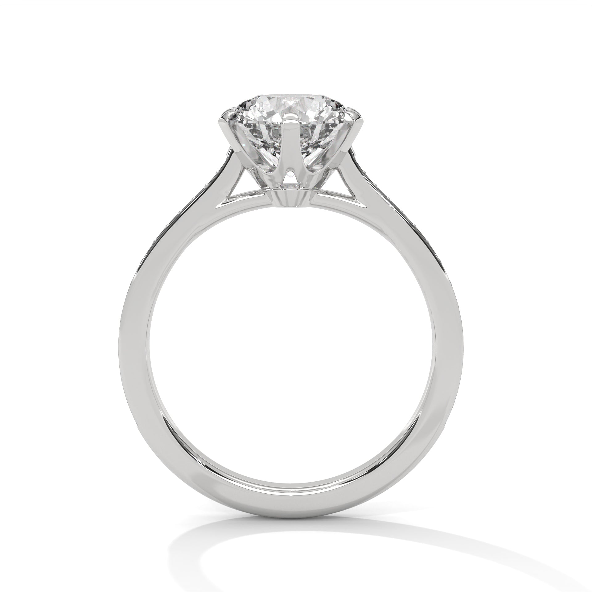 Aurora Six-Prong Pavé Solitaire Engagement Ring