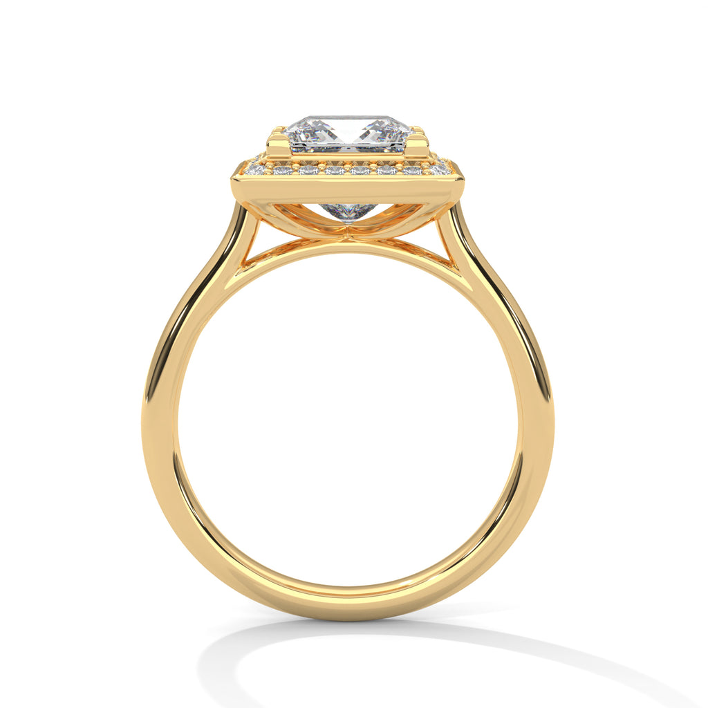 Princess Cut Halo Moissanite luxurious trendy fashionable Engagement Ring Customisation