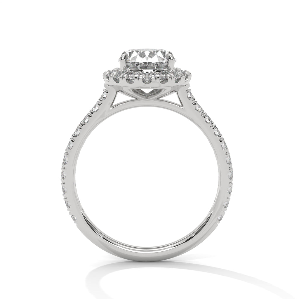 OVAL HALO SOLITIER PAVE SETTING MOISSANITE  DIAMOND RING
