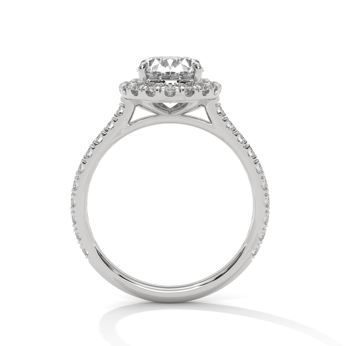 OVAL HALO SOLITIER PAVE SETTING MOISSANITE  DIAMOND RING