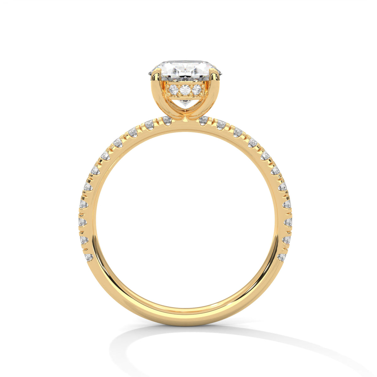 Oval Moissanite Solitaire Ring | 34-Stone Pavé Band | 925 Sterling Silver & 18K Plating