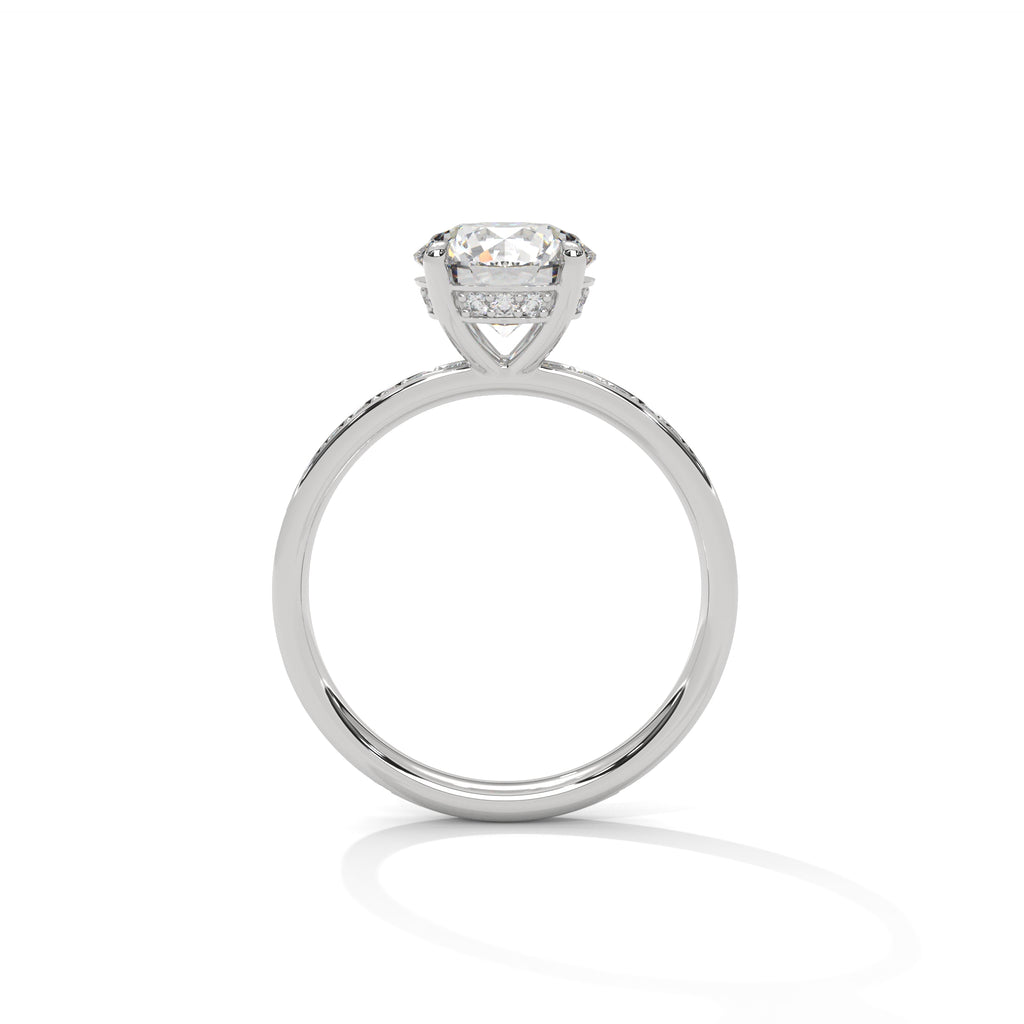 Round Solitaire Pavé Moissanite Engagement Ring | 14K & 18K Gold