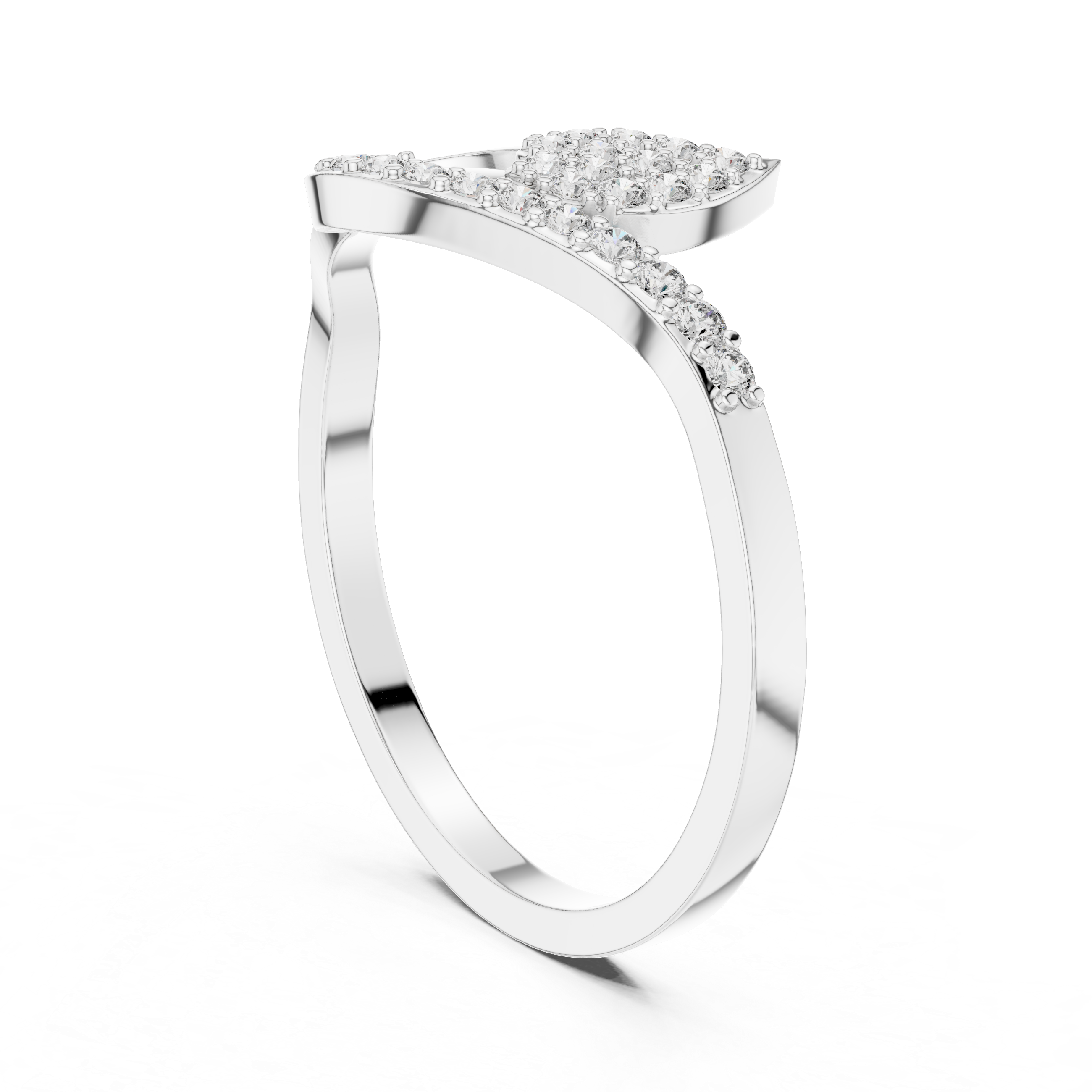 Verdelle Leaf Pavé Moissanite Ring