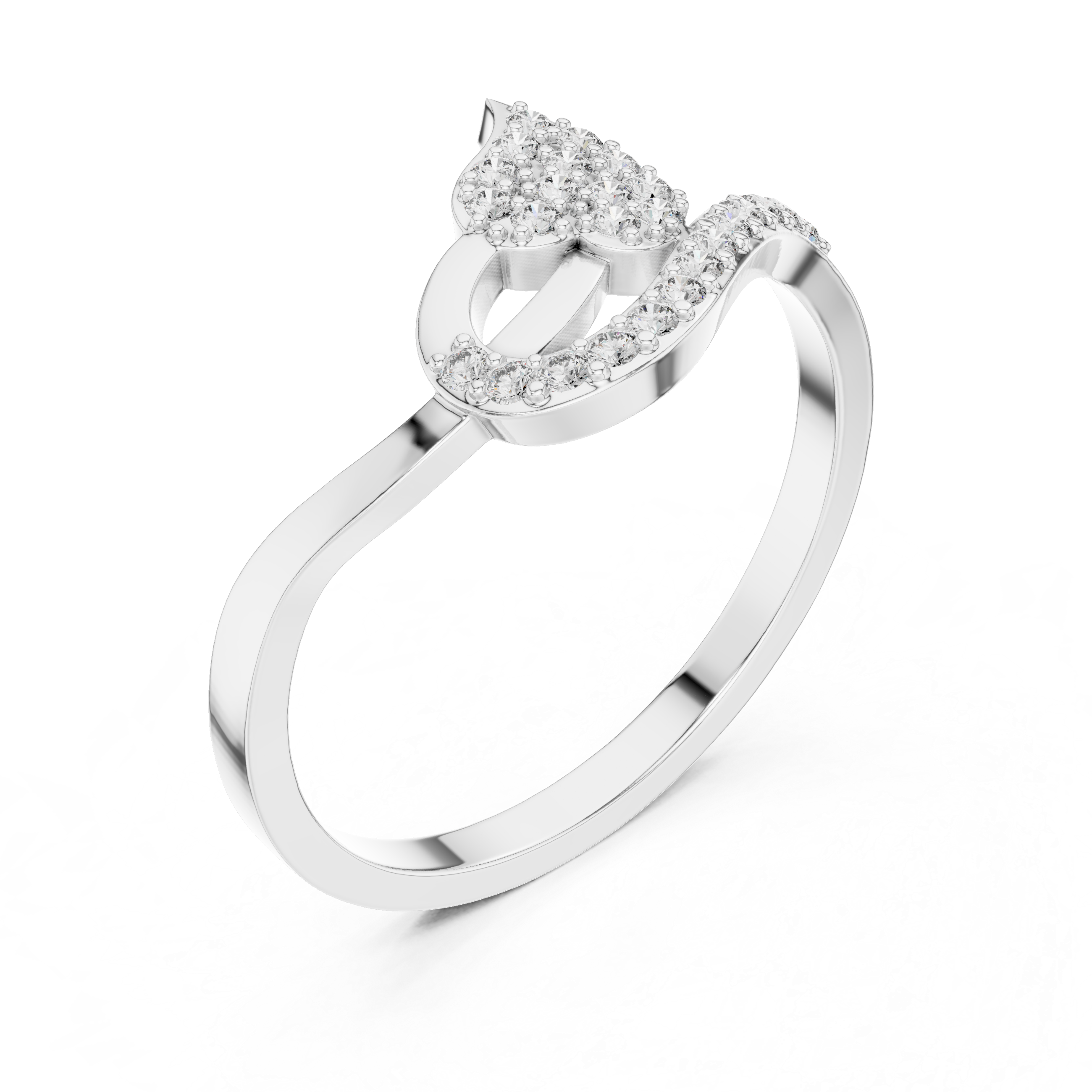 Verdelle Leaf Pavé Moissanite Ring