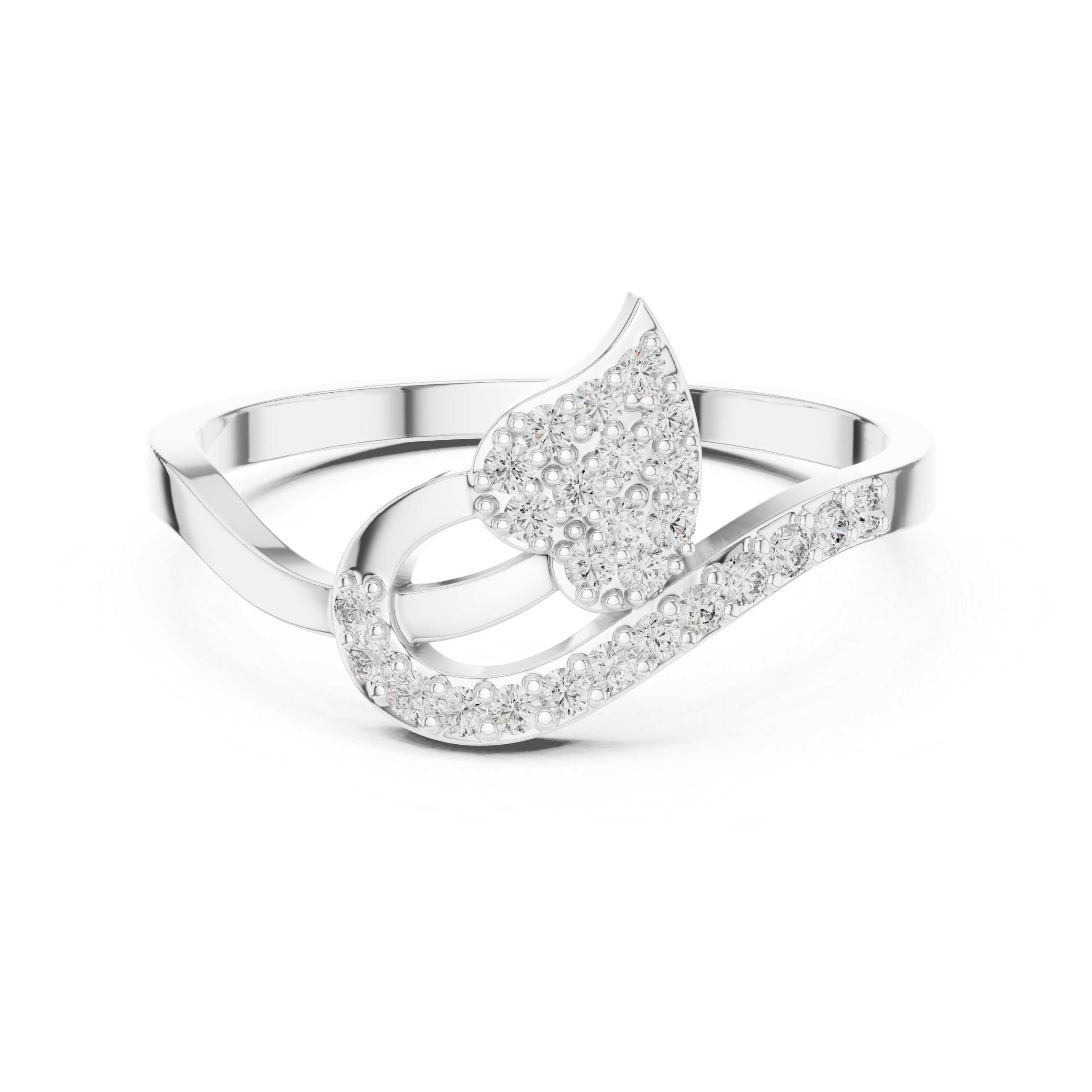 Verdelle Leaf Pavé Moissanite Ring