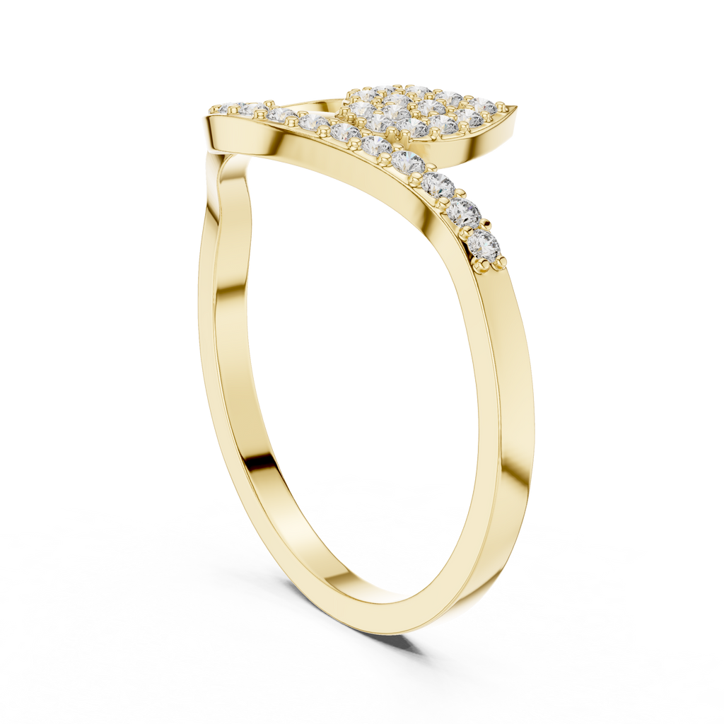 Verdelle Leaf Pavé Moissanite Ring
