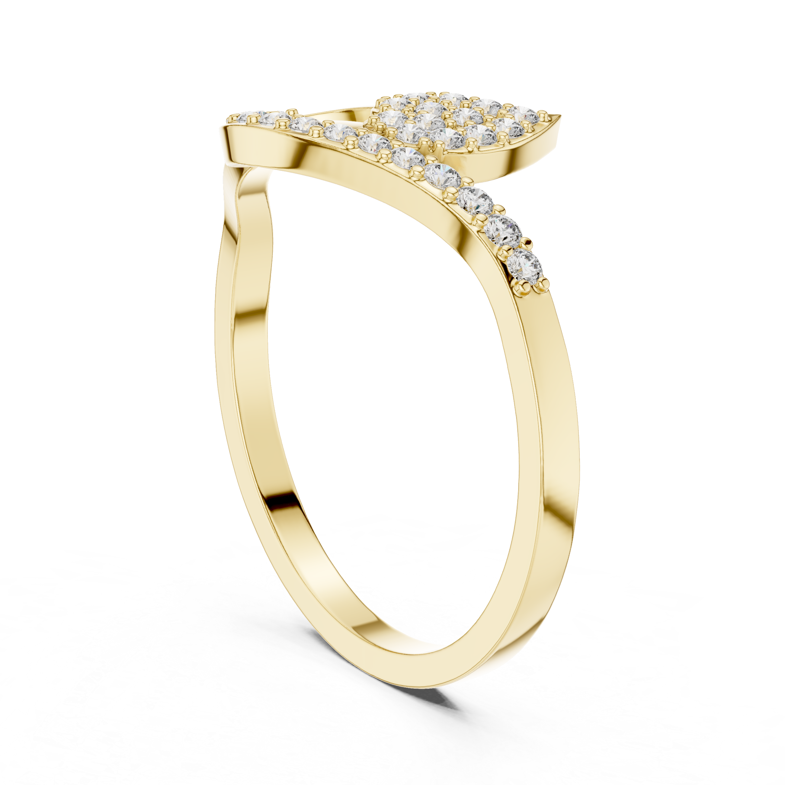 Verdelle Leaf Pavé Moissanite Ring