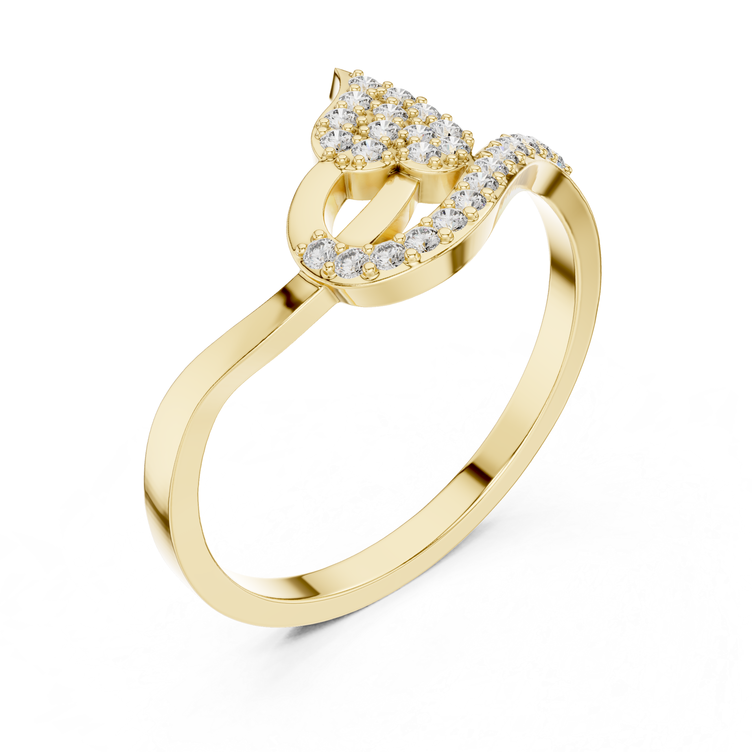 Verdelle Leaf Pavé Moissanite Ring