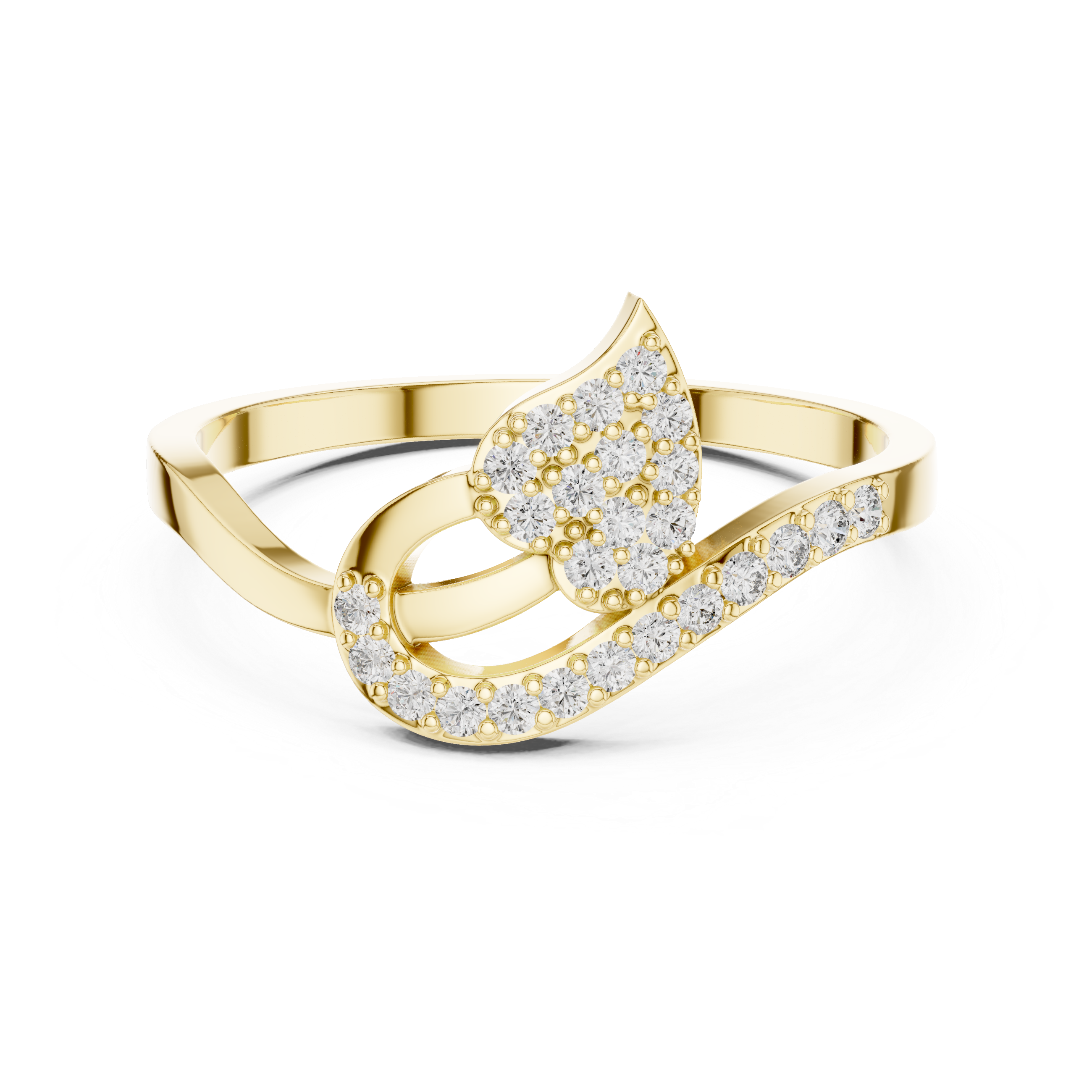 Verdelle Leaf Pavé Moissanite Ring