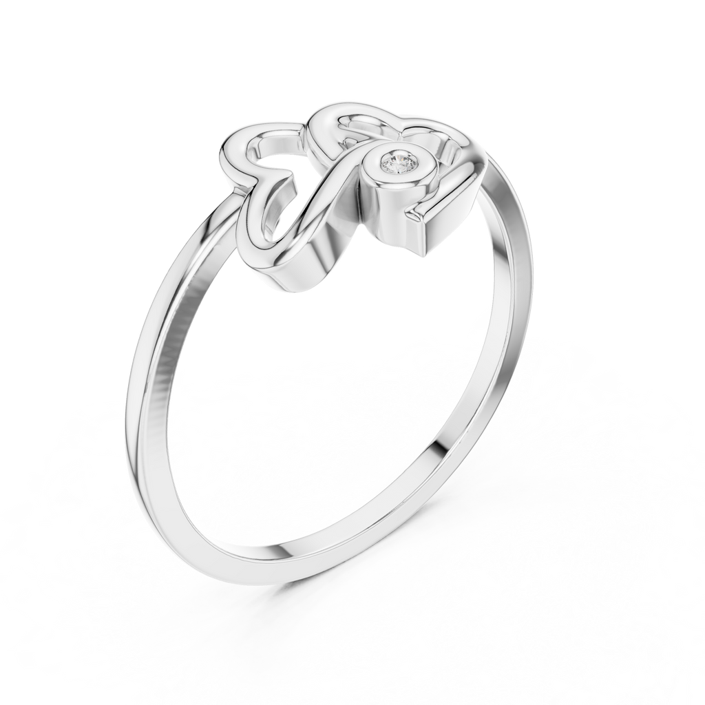 Amora Double Heart Moissanite Ring | 925 Sterling Silver & 18K Gold Plated