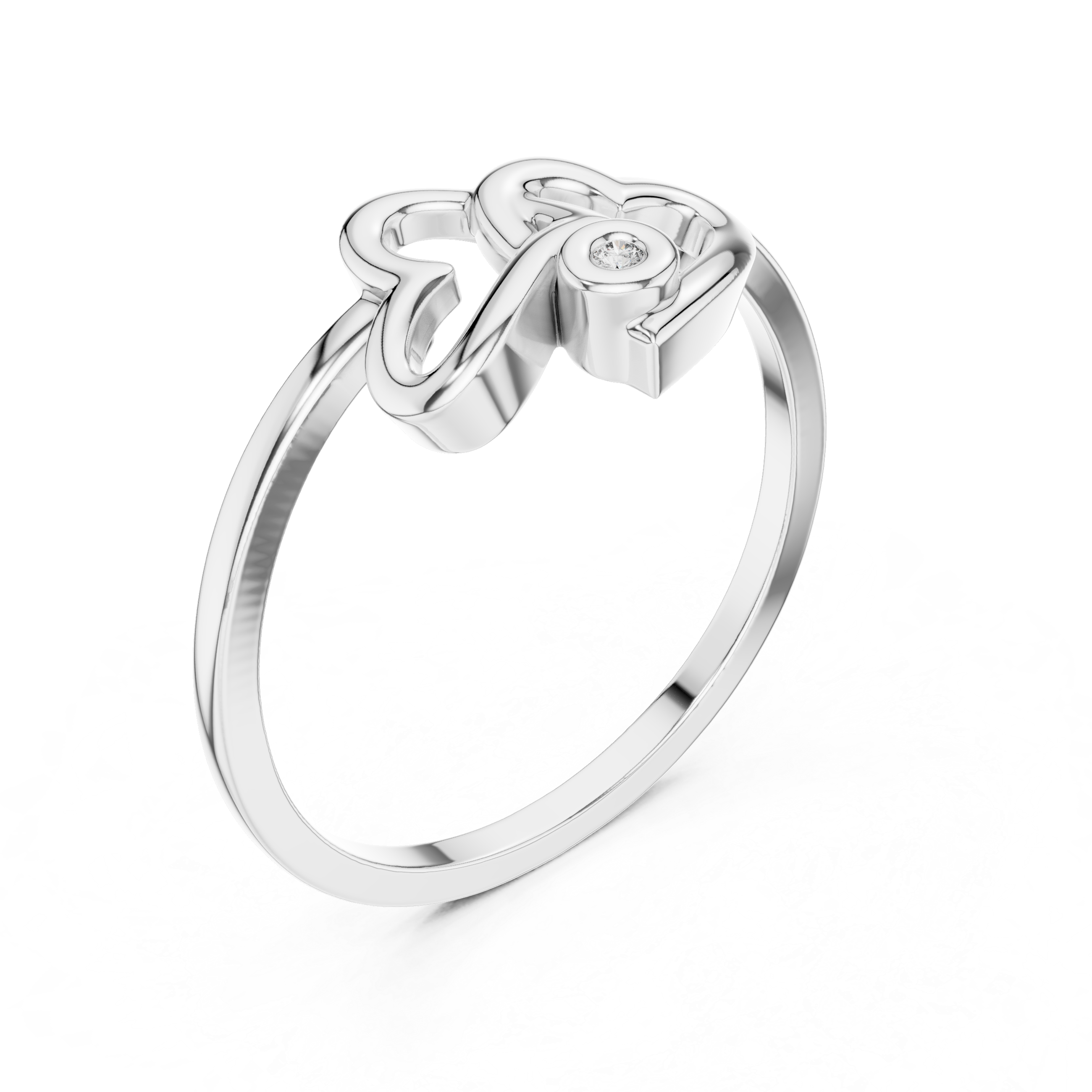 Amora Double Heart Moissanite Ring | 925 Sterling Silver & 18K Gold Plated