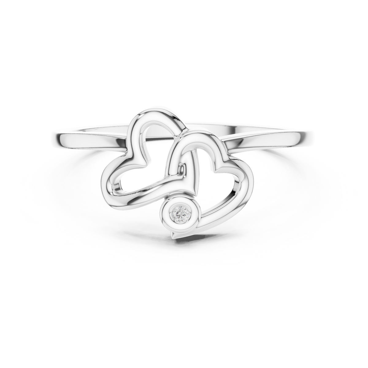Amora Double Heart Moissanite Ring | 925 Sterling Silver & 18K Gold Plated