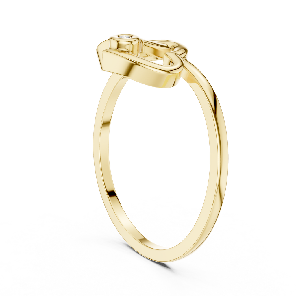 Amora Double Heart Moissanite Ring | 925 Sterling Silver & 18K Gold Plated