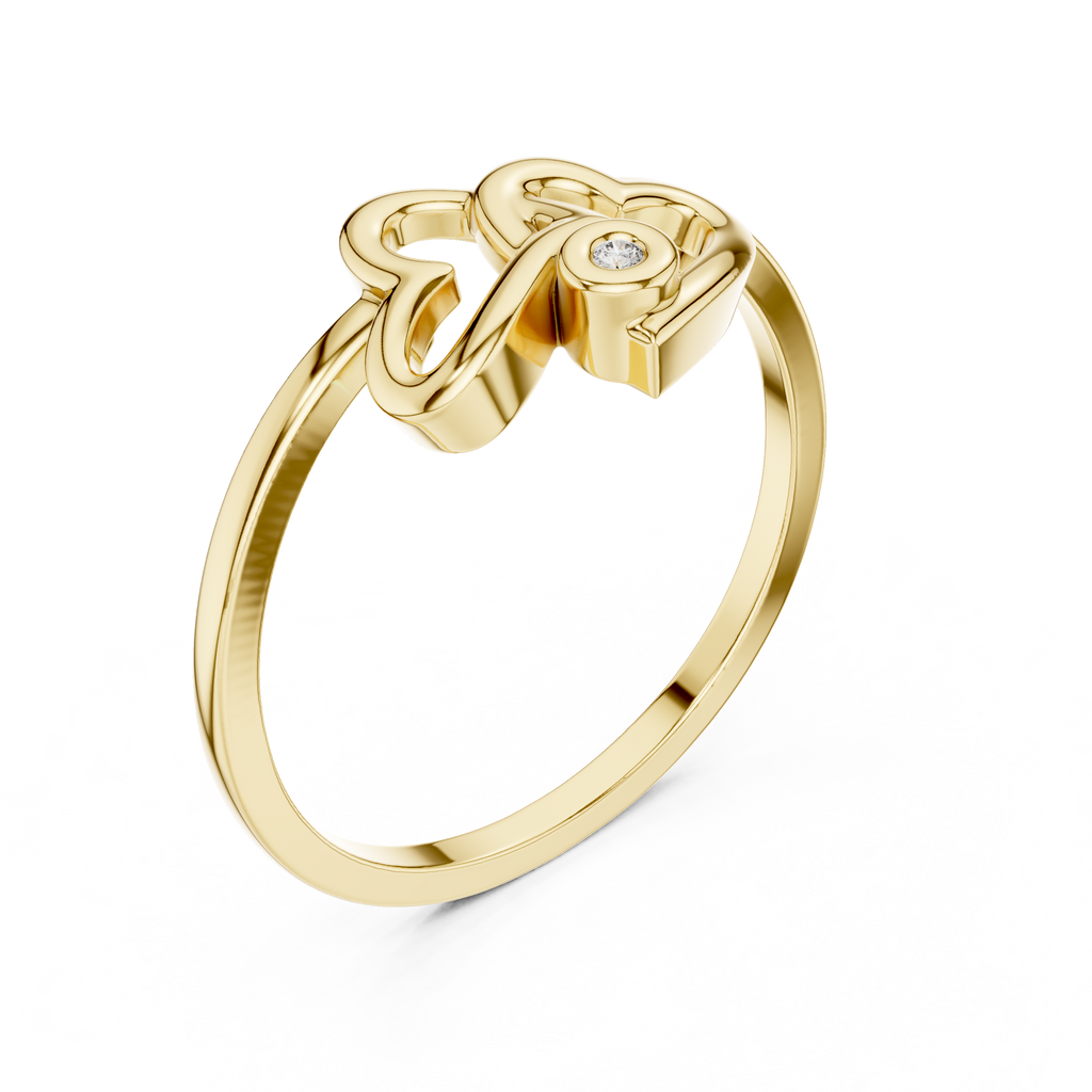 Amora Double Heart Moissanite Ring | 925 Sterling Silver & 18K Gold Plated