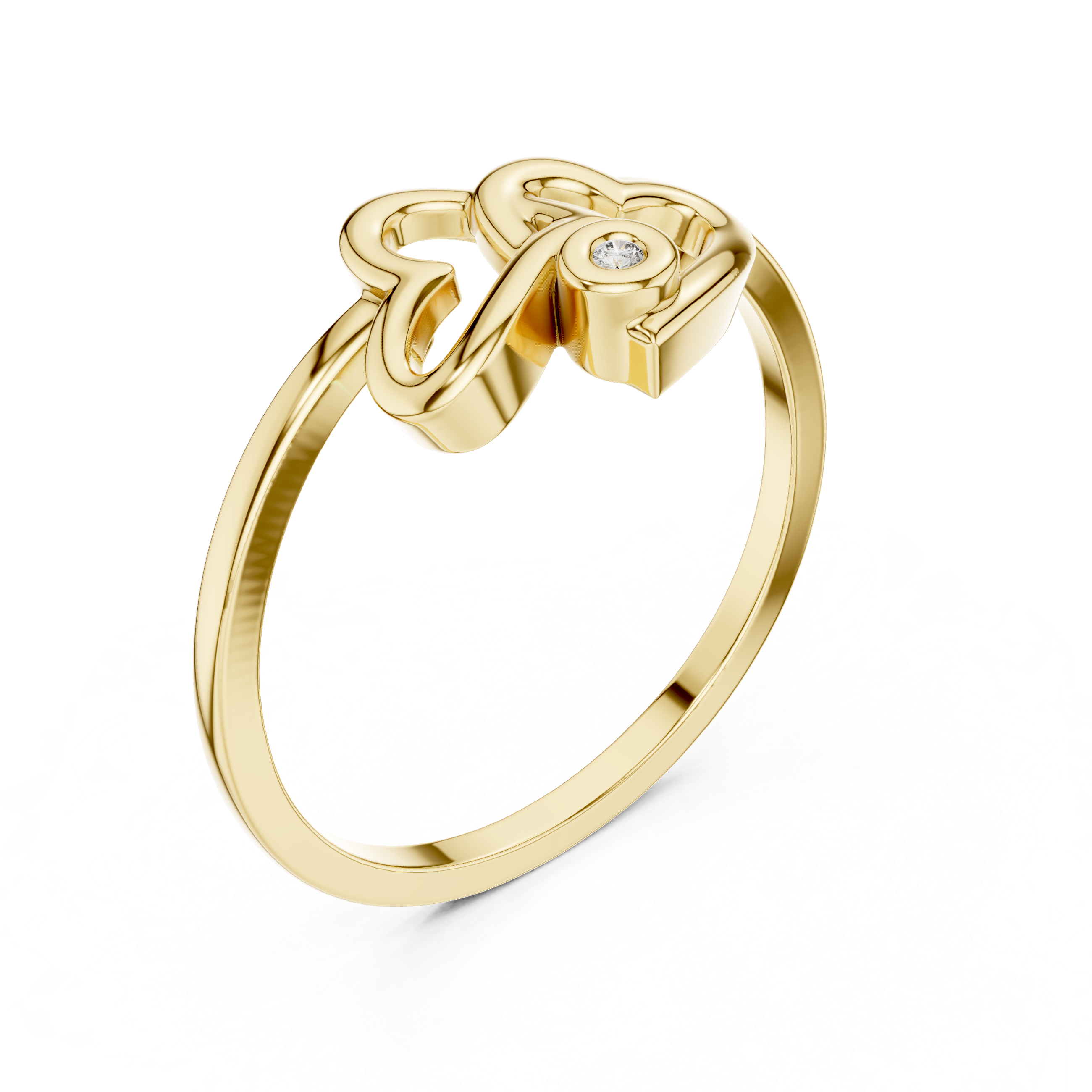 Amora Double Heart Moissanite Ring | 925 Sterling Silver & 18K Gold Plated