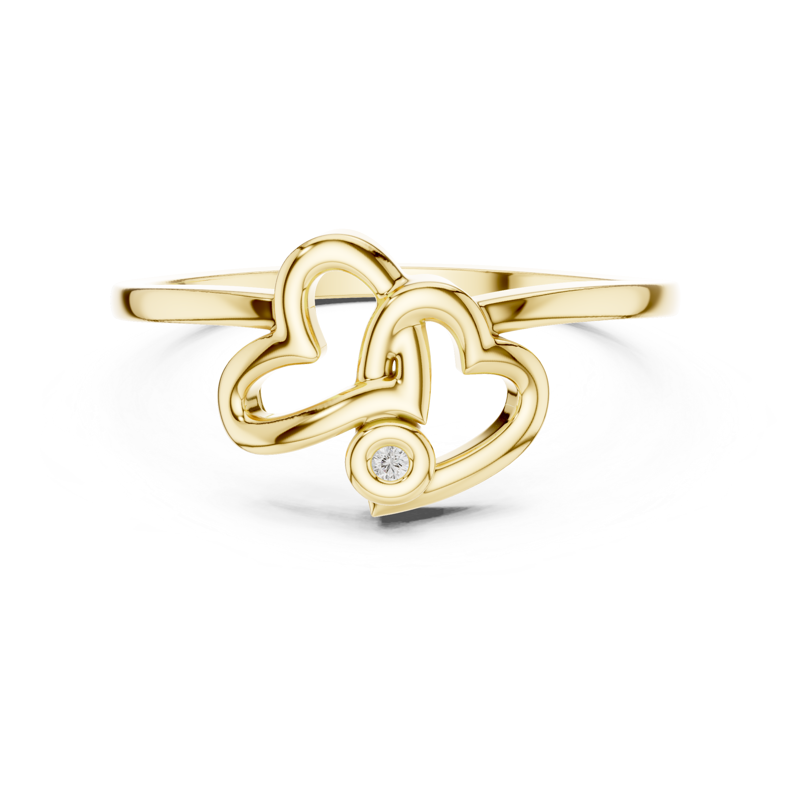 Amora Double Heart Moissanite Ring | 925 Sterling Silver & 18K Gold Plated