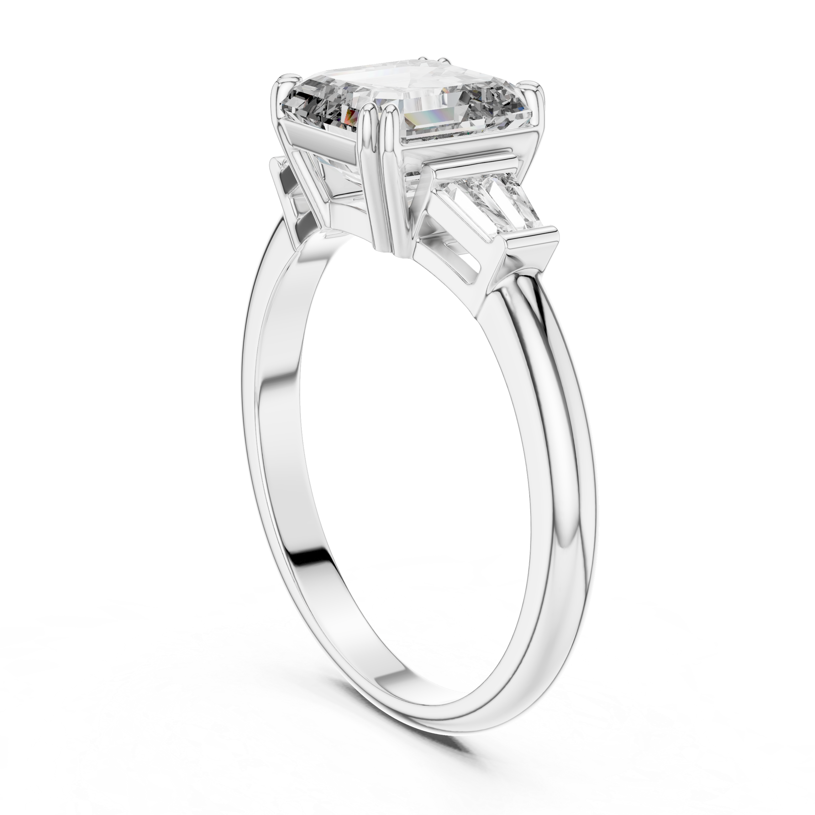 Regal Asscher Cut Three-Stone Moissanite Ring