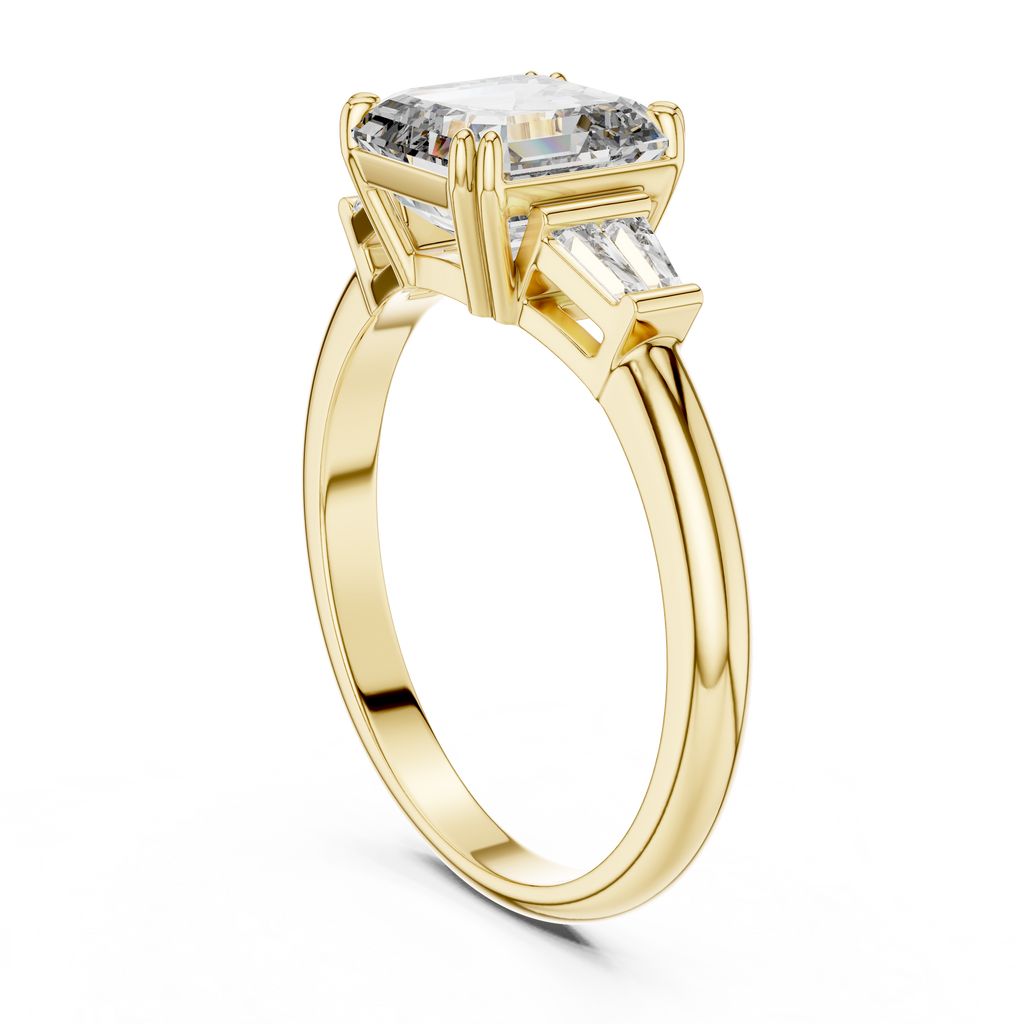 Regal Asscher Cut Three-Stone Moissanite Ring