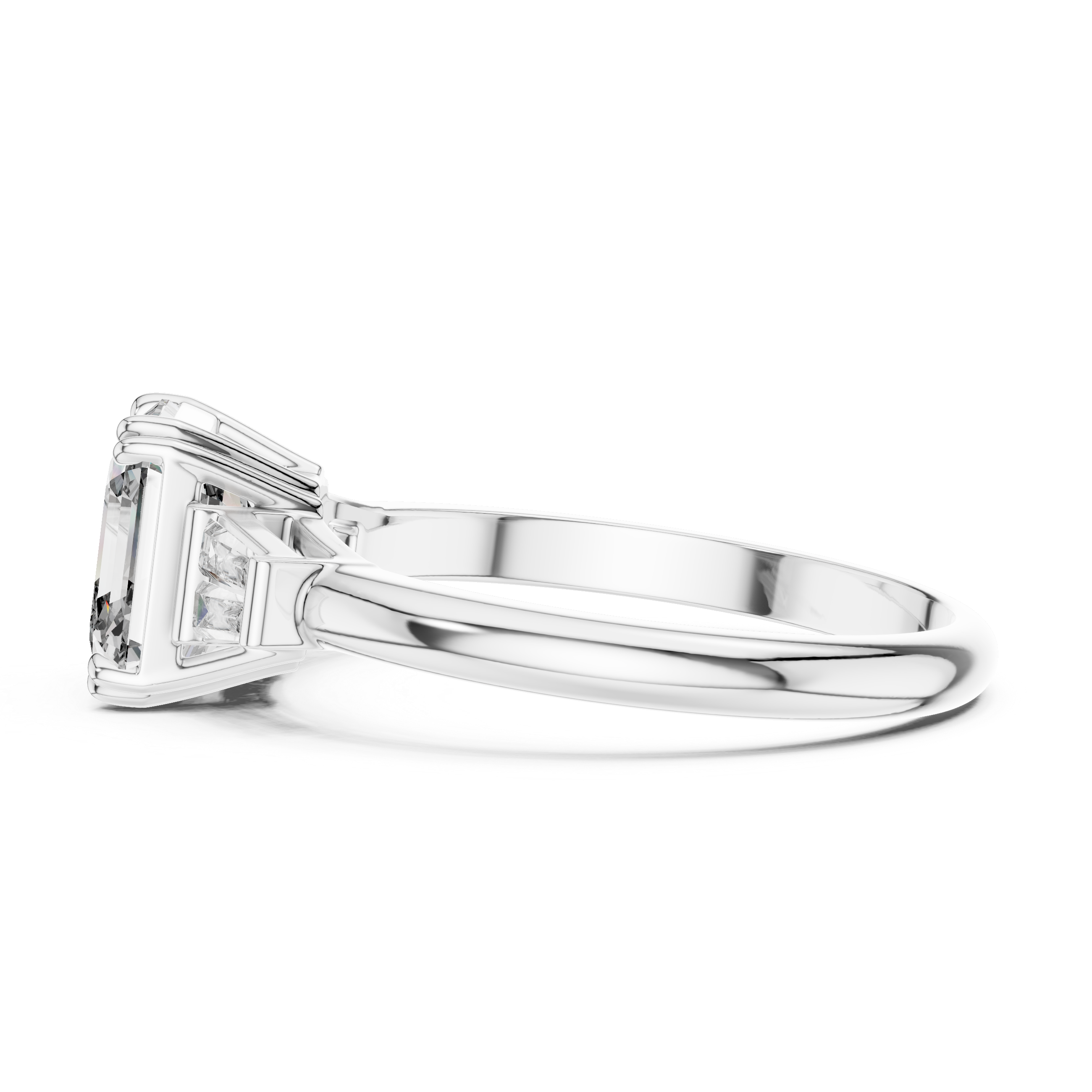 Regal Asscher Cut Three-Stone Moissanite Ring