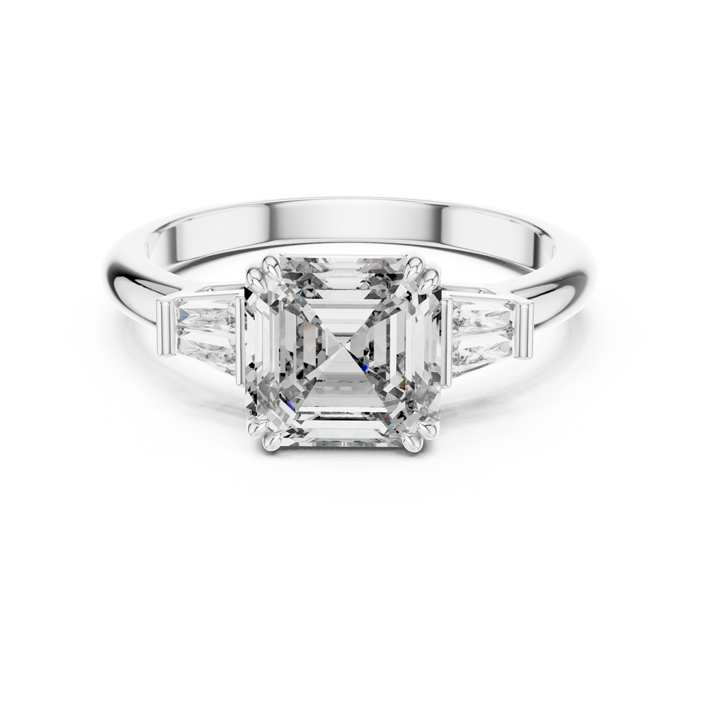 Regal Asscher Cut Three-Stone Moissanite Ring