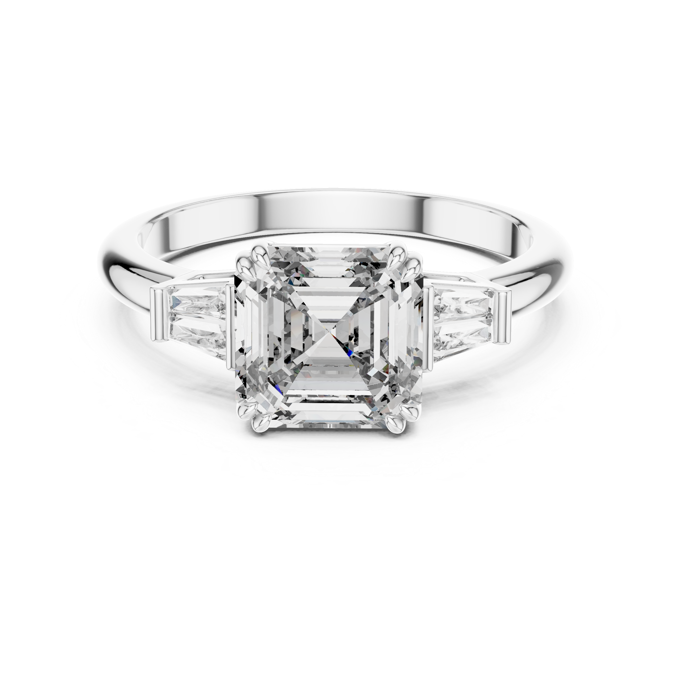 Regal Asscher Cut Three-Stone Moissanite Ring