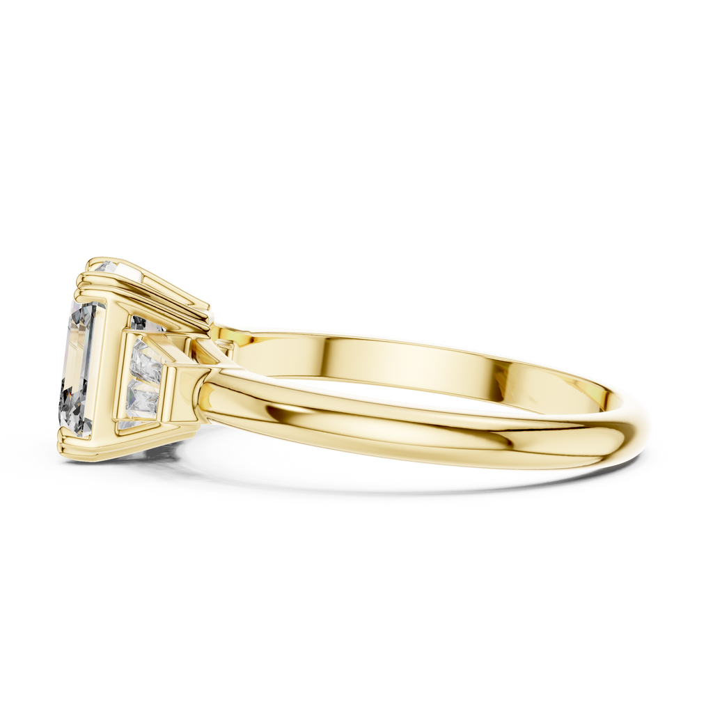 Regal Asscher Cut Three-Stone Moissanite Ring