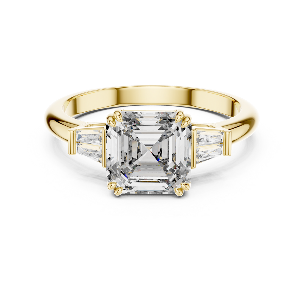 Regal Asscher Cut Three-Stone Moissanite Ring