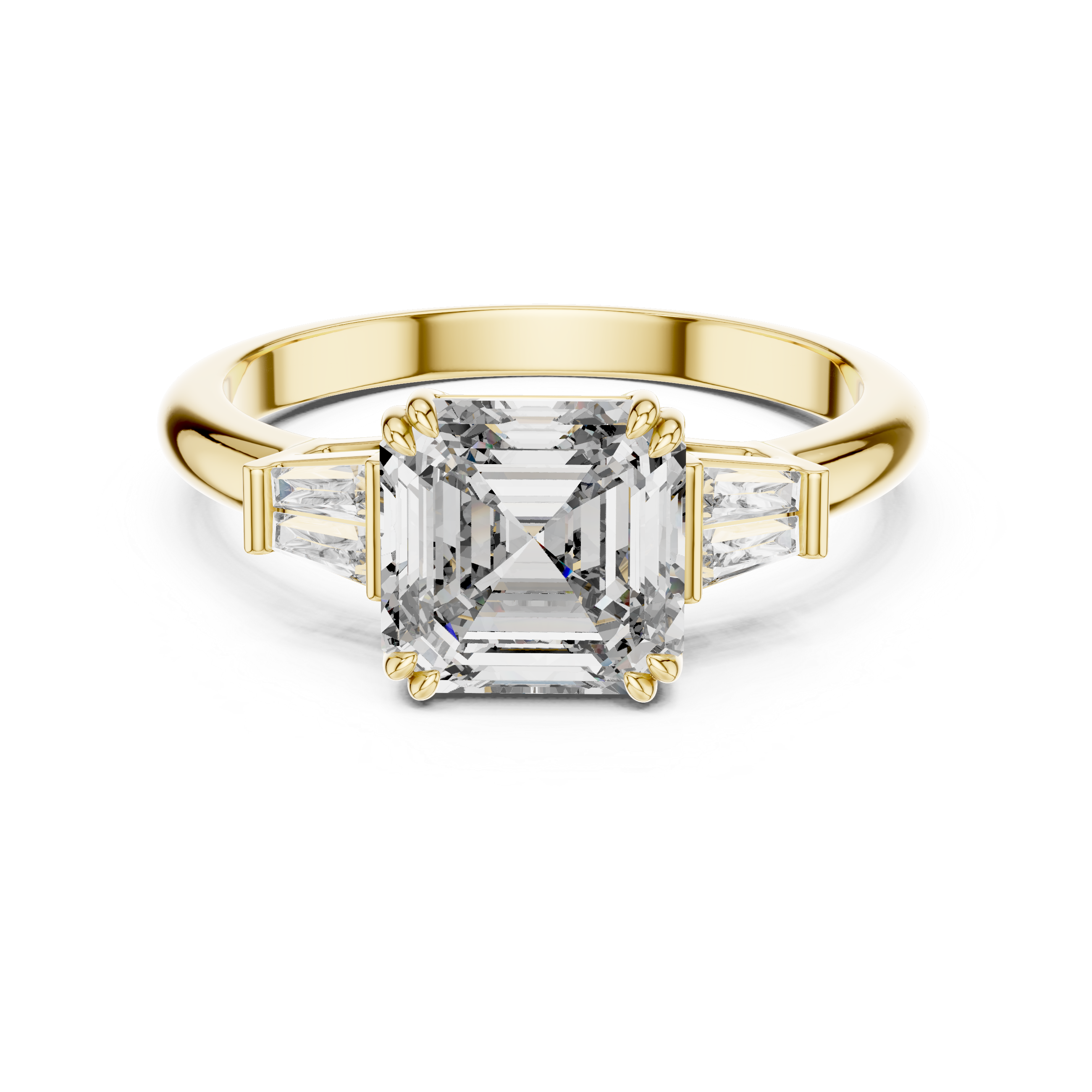 Regal Asscher Cut Three-Stone Moissanite Ring