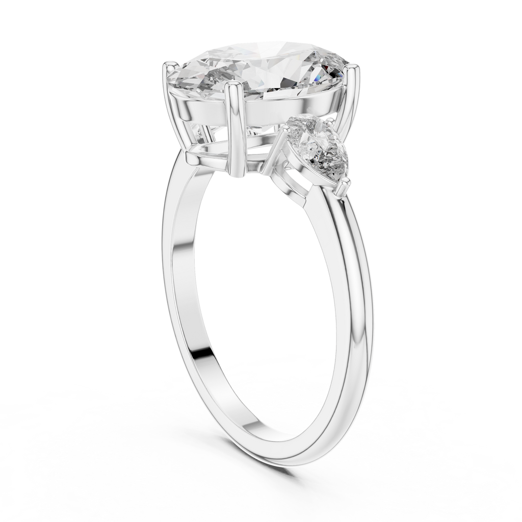 Aurora Oval Three-Stone Moissanite Ring