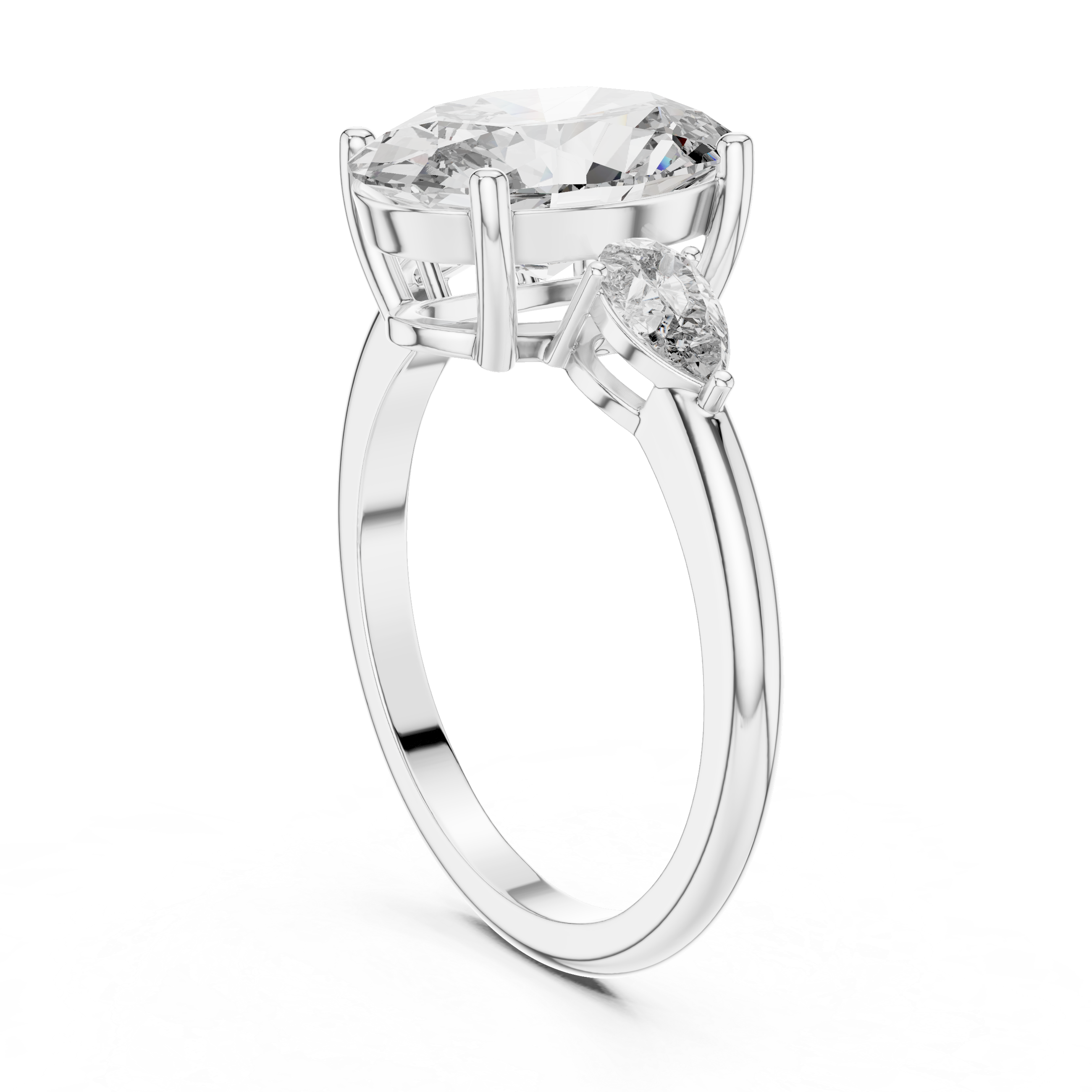 Aurora Oval Three-Stone Moissanite Ring